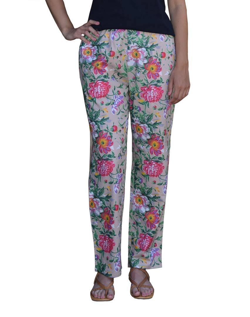 Ayurvastram Pure Cotton & Crepe Printed Pants for Women - Comfortable Lounge Pajama & Palazzo Pants for Yoga, Sleepwear, and Casual Wear