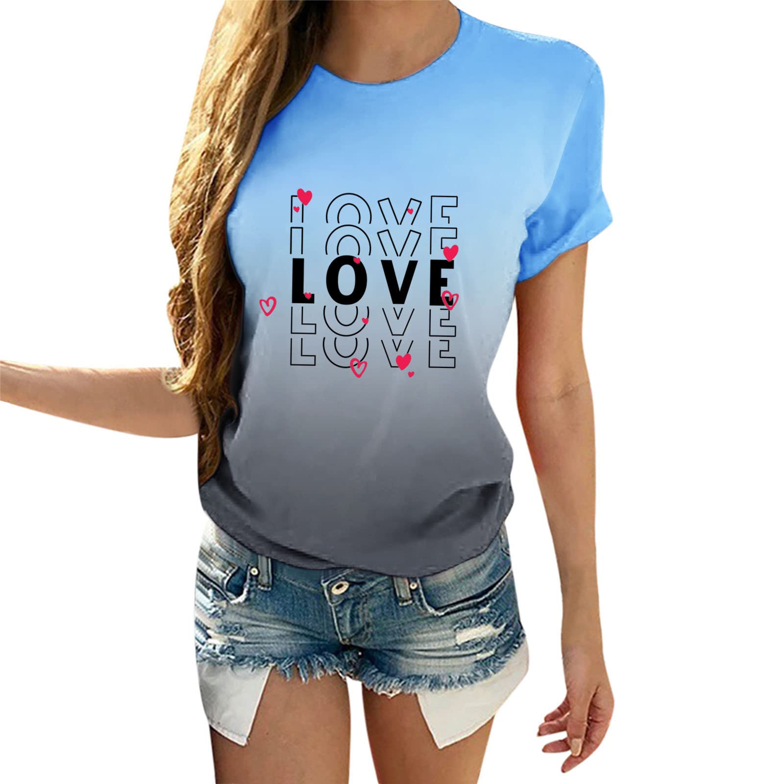 Valentine's Day Matching Couple T-Shirts - Romantic Heart Tie-Dye Print Short Sleeve Tops for Women & Men | Perfect Wedding Anniversary Gifts for Couples | Date Night, Proposal, Romantic Getaways
