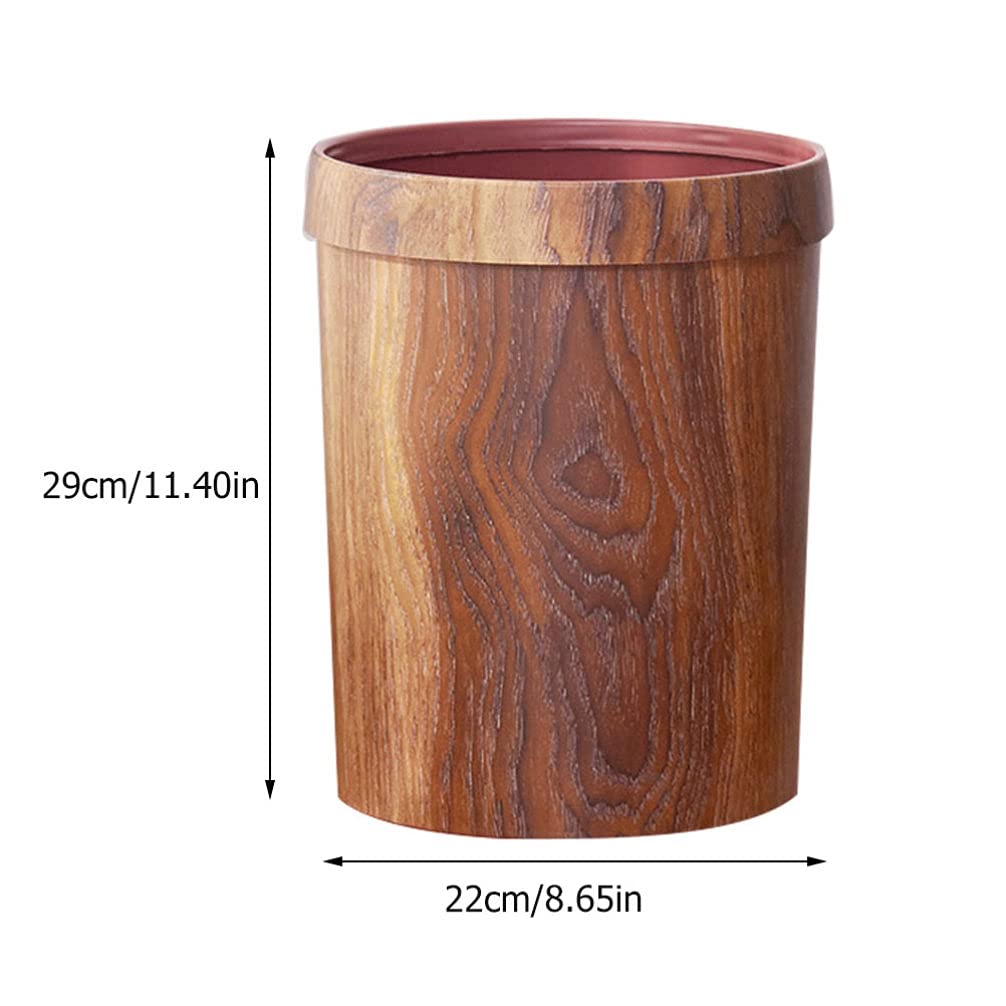 Wood Grain Trash Can - Uncovered Waste Bin for Home, Kitchen, Office & Bathroom - Eco-Friendly Garbage Container with Natural Wood Finish - Perfect for Recycling, Composting & Daily Waste Disposal