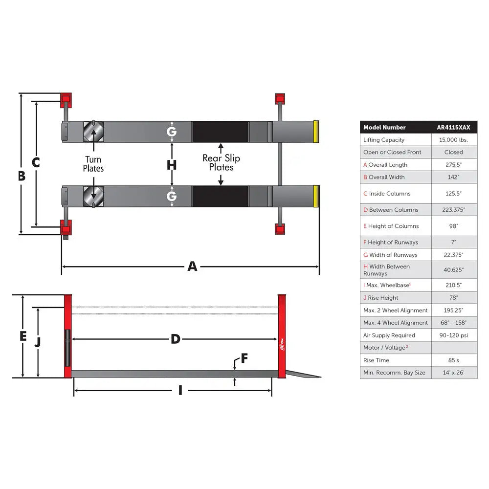 Challenger AR4115XAX 15,000 Lbs Capacity 4-Post Alignment Lift - Heavy Duty Car Lift for Auto Shops & Vehicle Maintenance