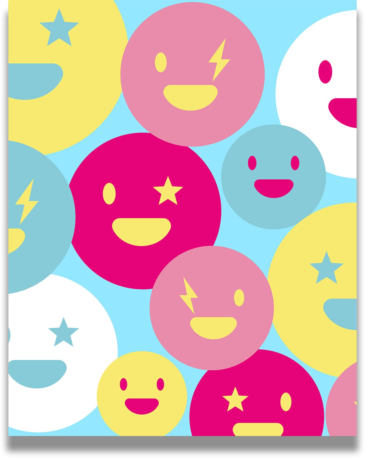 Trendy Preppy Room Decor for Teen Girls - Smiley Face Emoji Wall Art Canvas - Cute Pink Aesthetic Bedroom Decor - 32x40 Inches Ready to Hang - Perfect for Dorm, Bedroom & Teen Girl Gift