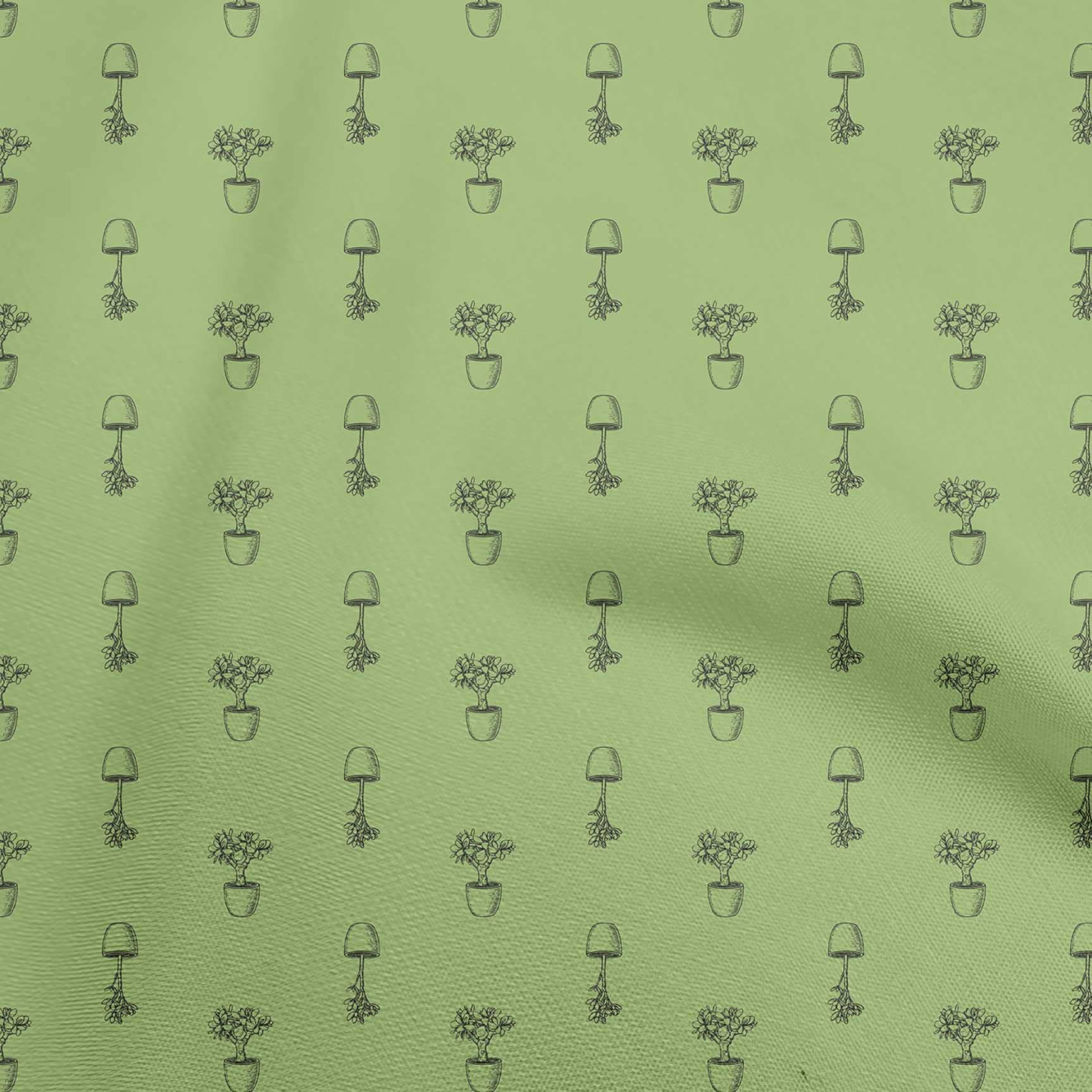 oneOone Rayon Light Green Fabric - 56 Inch Wide Printed Fabric for House Plants, Craft Projects & Home Decor | Perfect for DIY Sewing, Upholstery, and Decorative Accents