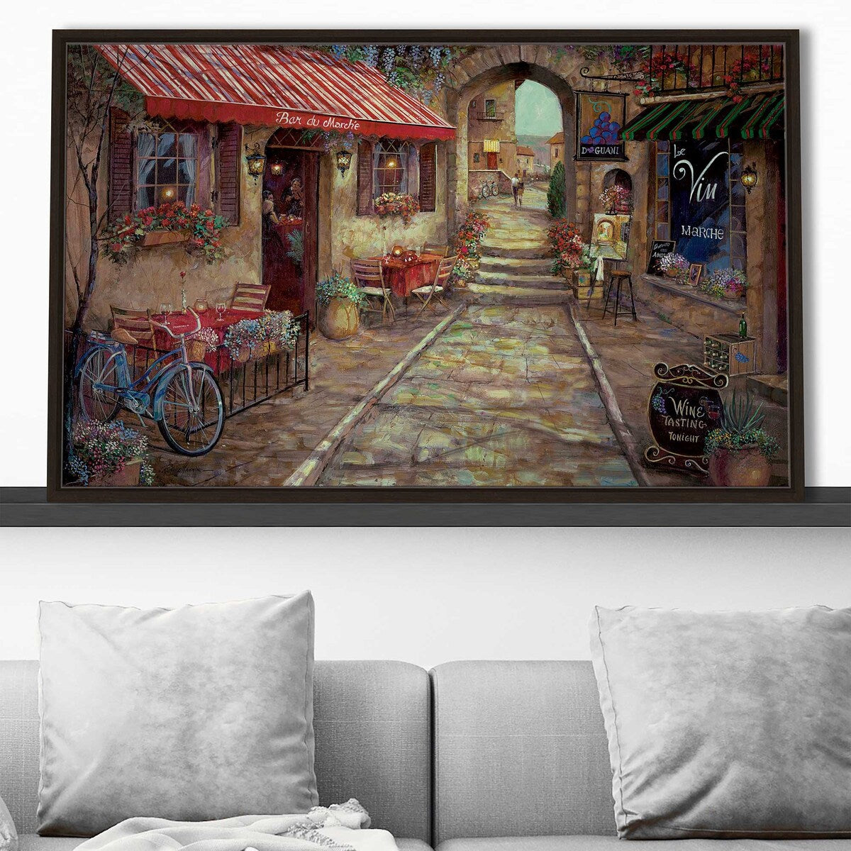 Bar du Marche by Ruane Manning - Premium Floating Canvas Wall Art Print | Modern Home Decor for Living Room, Bedroom & Office