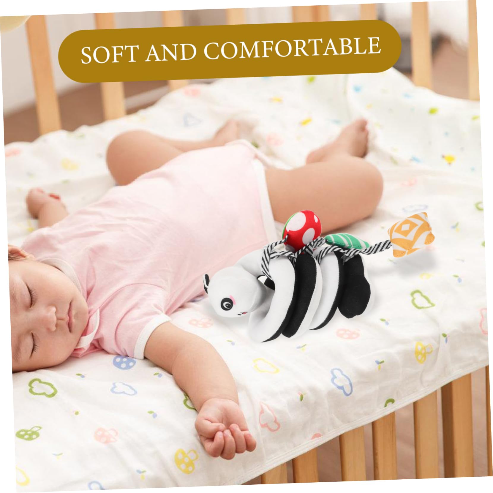 Gogogmee Baby Crib Wrap Toys & Car Seat Hanging Rattles - Soft Plush Infant Developmental Toys for Newborns (Nursery, Stroller & Travel Use)