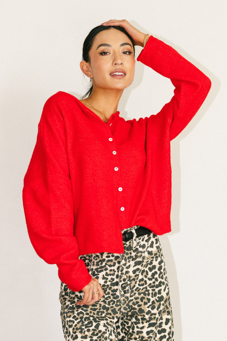 Red Maci Cardigan for Women - Cozy Knit Sweater | Perfect for Fall & Winter Outfits, Office Wear & Casual Dates