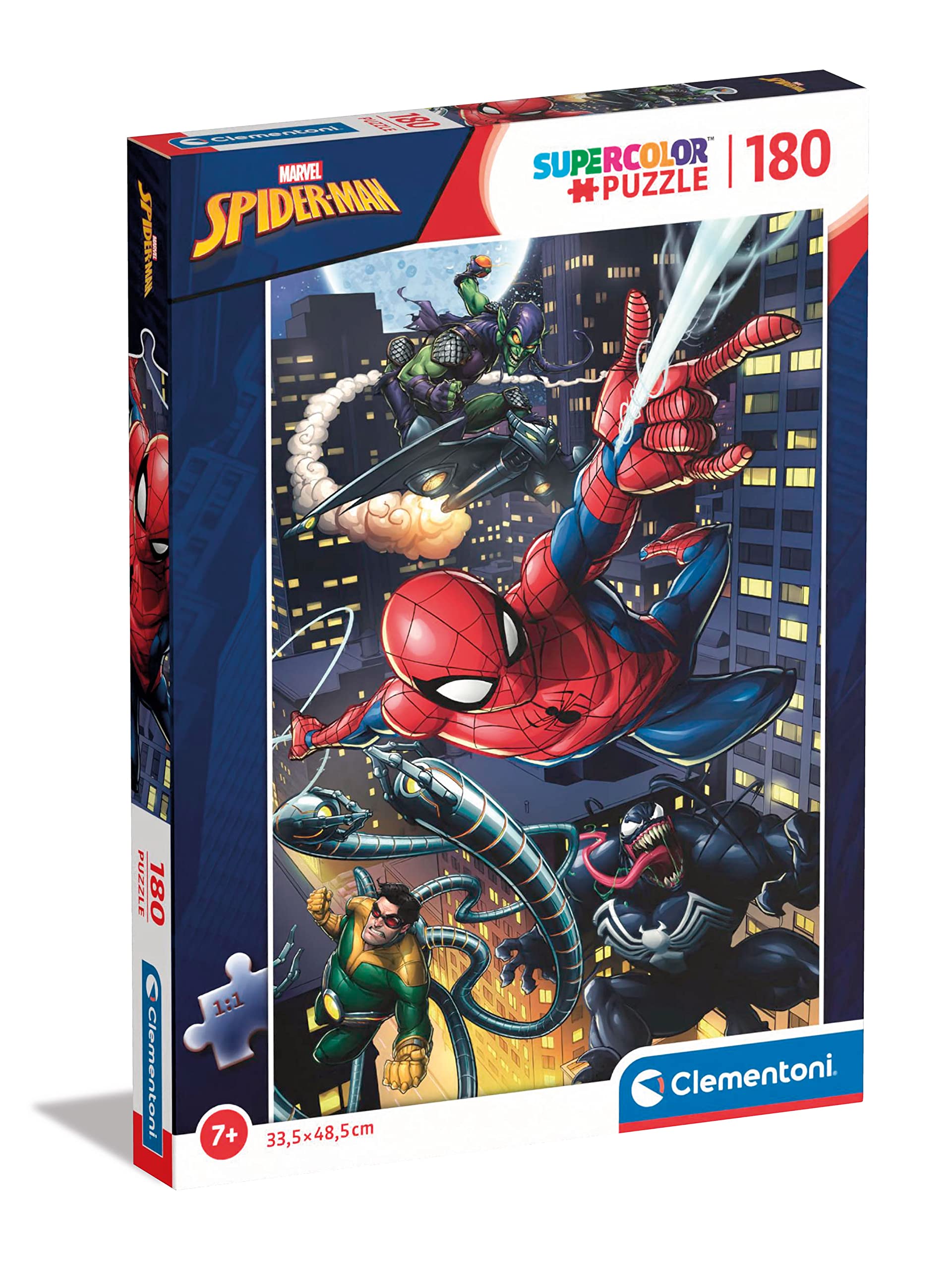 Clementoni Supercolor Puzzle - Marvel Spiderman 180 Piece Jigsaw Puzzle for Kids Age 7+, Cartoon Puzzle Made in Italy - Perfect for Birthday Gifts, Family Game Night & Educational Playtime