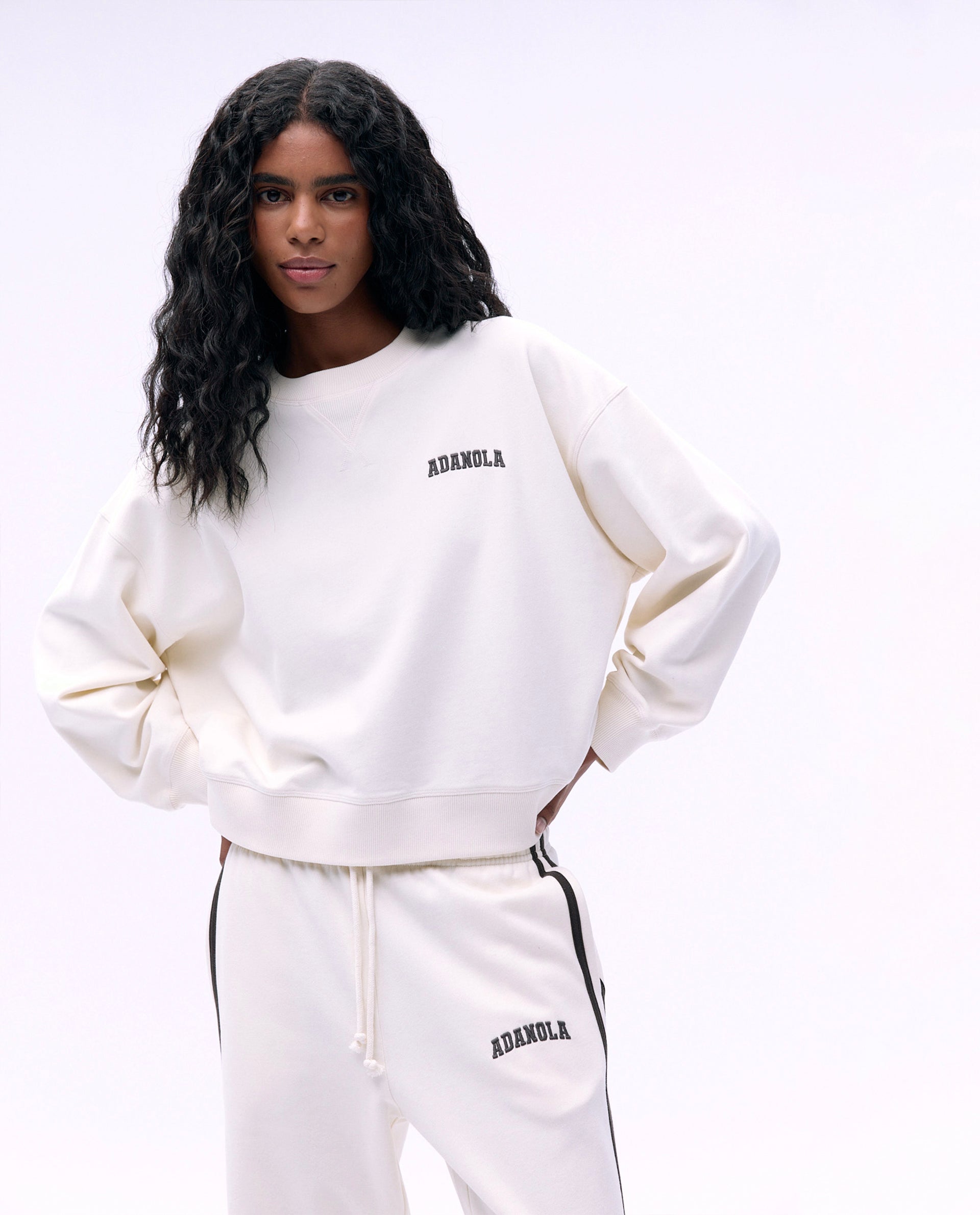 Varsity Loose Fit Sweatshirt for Men & Women | Marshmallow White & Coffee Bean Color Options | Cozy Casual Wear for College, Street Style & Everyday Comfort