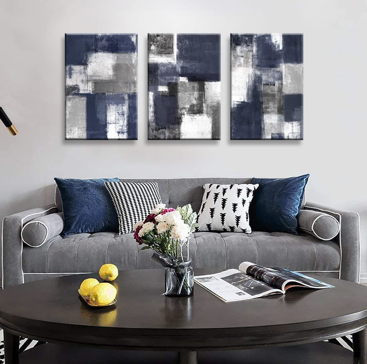 Abstract Art 3-Panel Canvas Wall Decor - Modern Landscape Painting for Living Room, Bedroom, Office - 12x16 Inch Ready to Hang - Perfect for Home, Bathroom & Kitchen Decor (Set of 3)