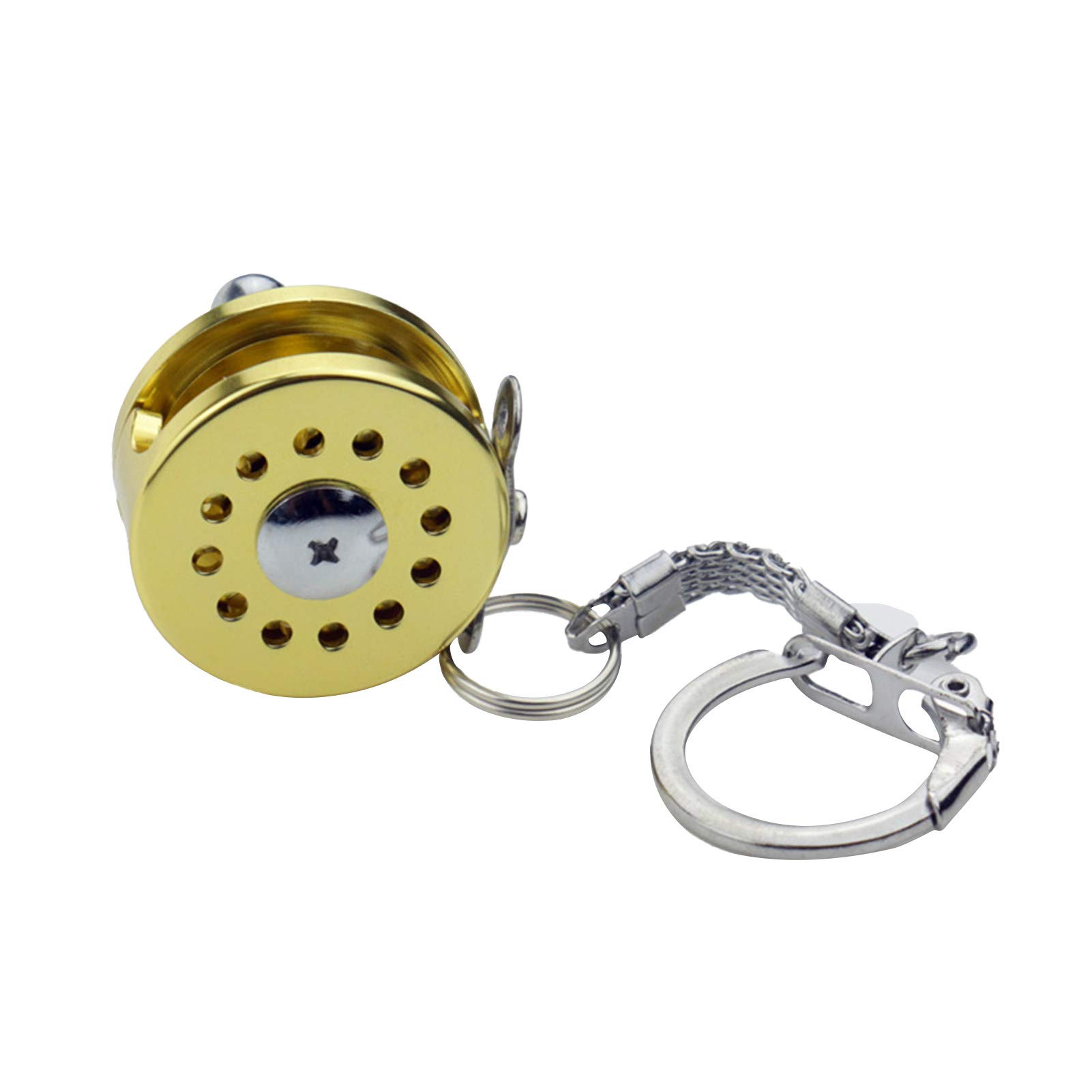 Cuteam Mini Aluminum Alloy Fishing Reel Keychain - 2.5cm Golden Key Holder, Bag Charm & Gift for Anglers, Fishermen, Outdoor Enthusiasts - Perfect for Keys, Backpacks, Gifts & Fishing Gear Accessories
