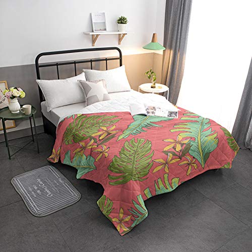 Tropical Banana Leaf Cotton Quilted Comforter - King Size 90x102 Inches - Super Soft & Warm Decorative Bedding for All Seasons - Perfect for Bed, Sofa & Couch