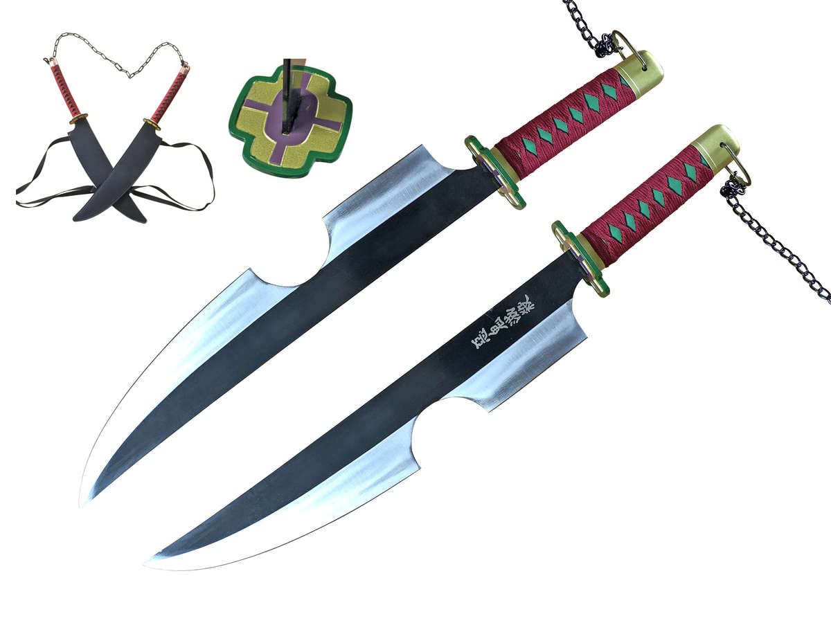 Anime Cosplay Demon Katana Sword - Real Steel Blade, Tengen Set | Perfect for Cosplay, Halloween Costumes & Anime Conventions