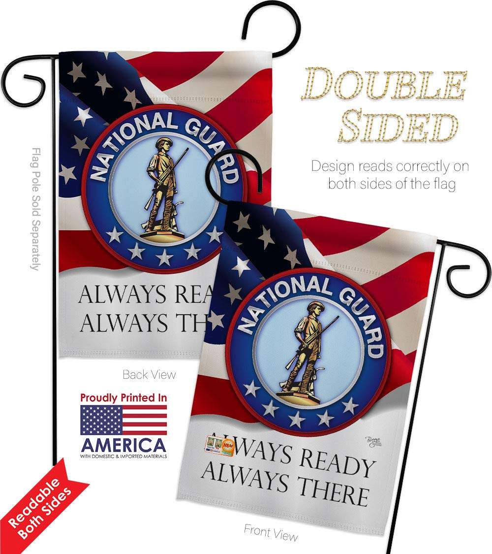 American Military Garden Flags Kit - Double-Sided National Guard & ANG Armed Forces House Banner (28x40 Inch) Made in USA - Perfect for Veterans, Retirees & Patriotic Yard Decor