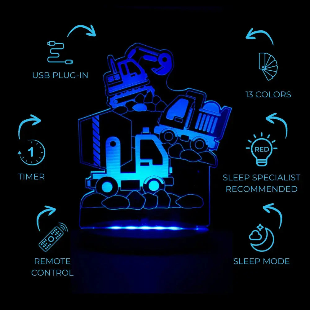 Duski Night Light for Kids - Soft Glow LED Construction Theme Nightlight for Bedrooms, Nursery & Kids Room - Perfect for Bedtime, Nighttime Fears & Comfort