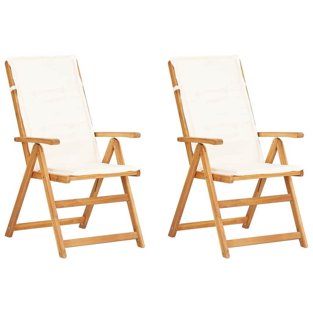2 Pack Reclining Garden Chairs with Armrests - Solid Acacia Wood Outdoor Lounge Chairs for Backyard, Patio, Poolside & Lawn Relaxation