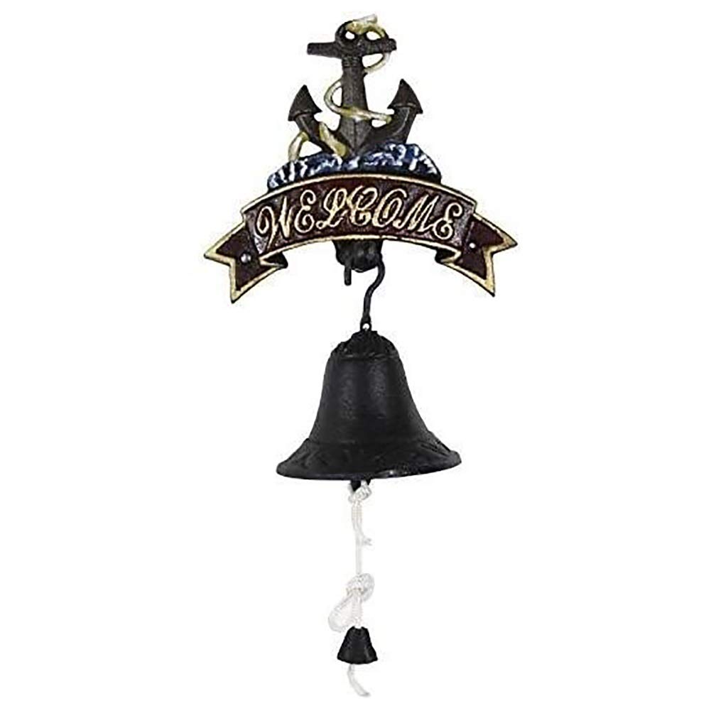 **Vintage Cast Iron Dinner Bell - Rustic Wall Mounted Metal Door Bell, Nordic Style Brown Iron Welcome Bell for Porch, Garden & Farmhouse Decor - Perfect for Outdoor Entryway & Country Home Charm**