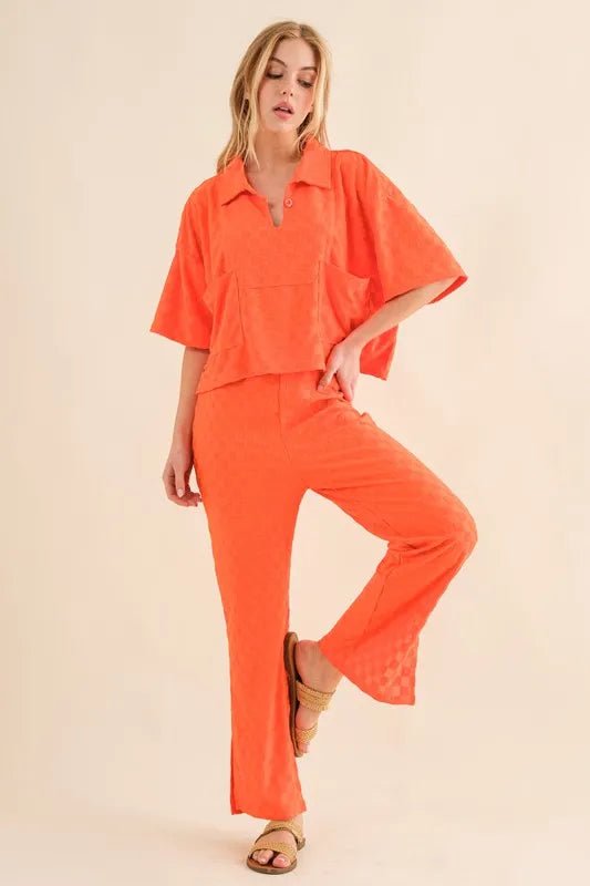 Brushed Texture Checkerboard Pattern Casual Top for Women - Stylish & Comfortable Everyday Wear for Work, Dates & Outings