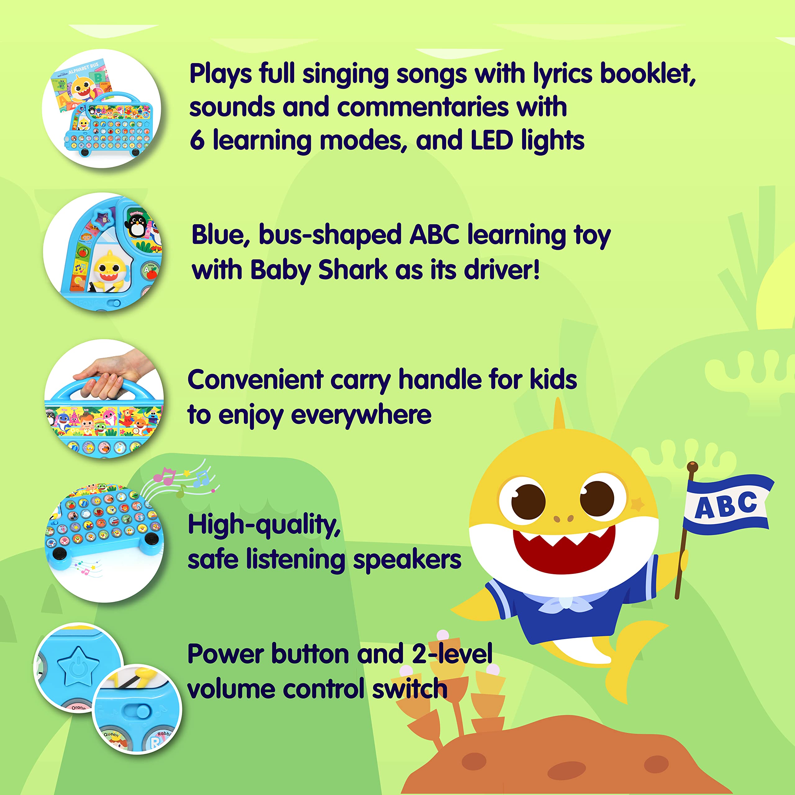 Pinkfong Baby Shark ABC Alphabet Bus Sound Pad - Interactive Learning & Educational Toy for Toddlers 1-3 | Fun Baby Shark Books & Toys | Perfect Gift for Boys & Girls | Ideal for Preschool Learning & Playtime Activities