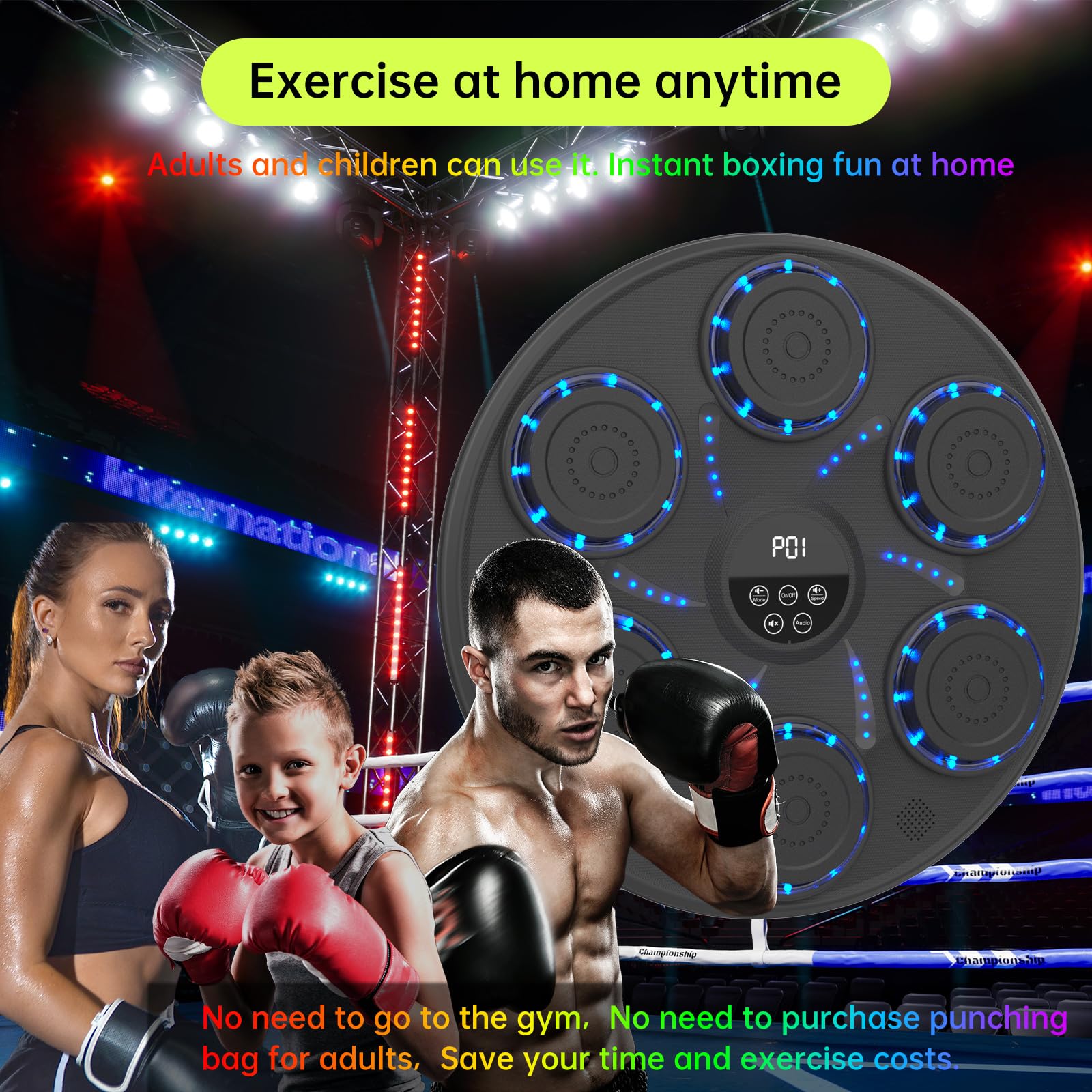Smart Bluetooth Music Boxing Machine - Home Gym Workout Equipment for Adults & Kids with 2 Pairs Gloves | Perfect for Fitness Training, Stress Relief & Family Fun