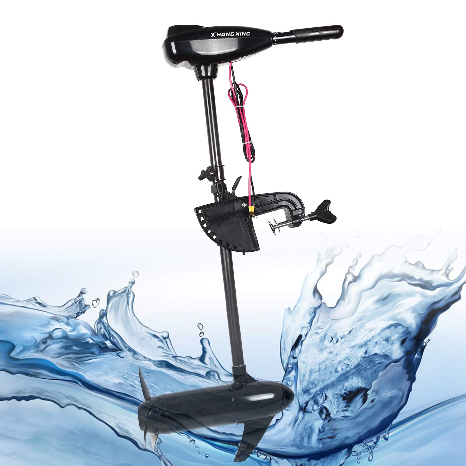 Kunghei Thrust Transom Mounted Saltwater Electric Trolling Motor - 40lb to 85lb Thrust, 12V-24V Brushless Outboard Boat Engine with Telescopic Shaft | Perfect for Fishing, Kayaking & Small Boats in Saltwater & Freshwater