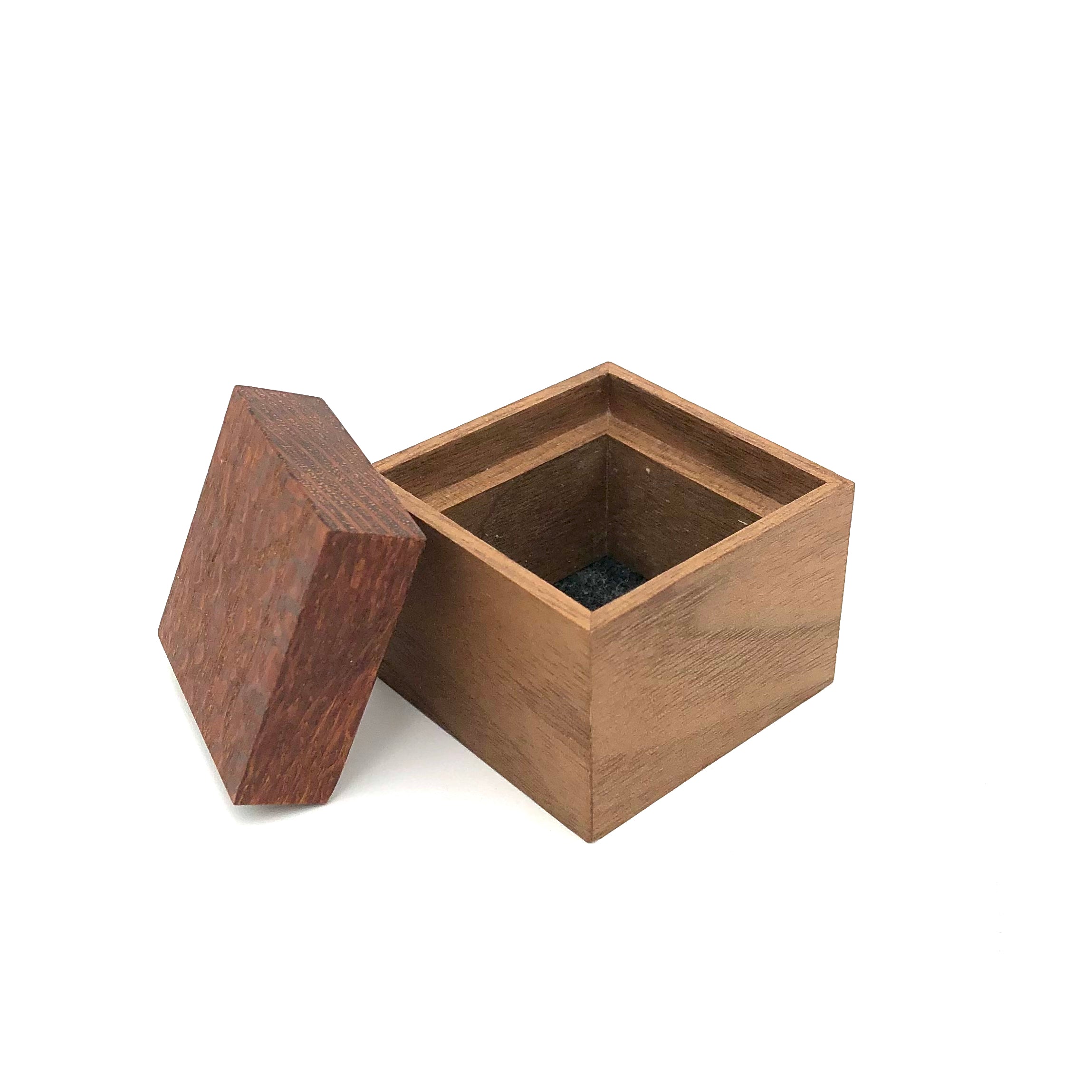 Young Fine Woodcraft Handmade Shellacked Wood Jewelry Box - Small Walnut & Lacewood Jewelry Organizer (TB05) - Perfect for Rings, Necklaces & Gift Giving