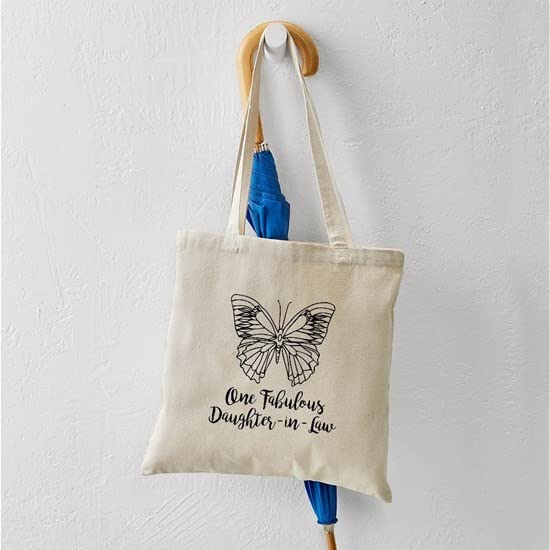 One Fabulous Daughter-in-Law Tote Bag - Natural Canvas Reusable Shopping Bag for Women - Perfect for Groceries, Beach Trips & Gift Giving