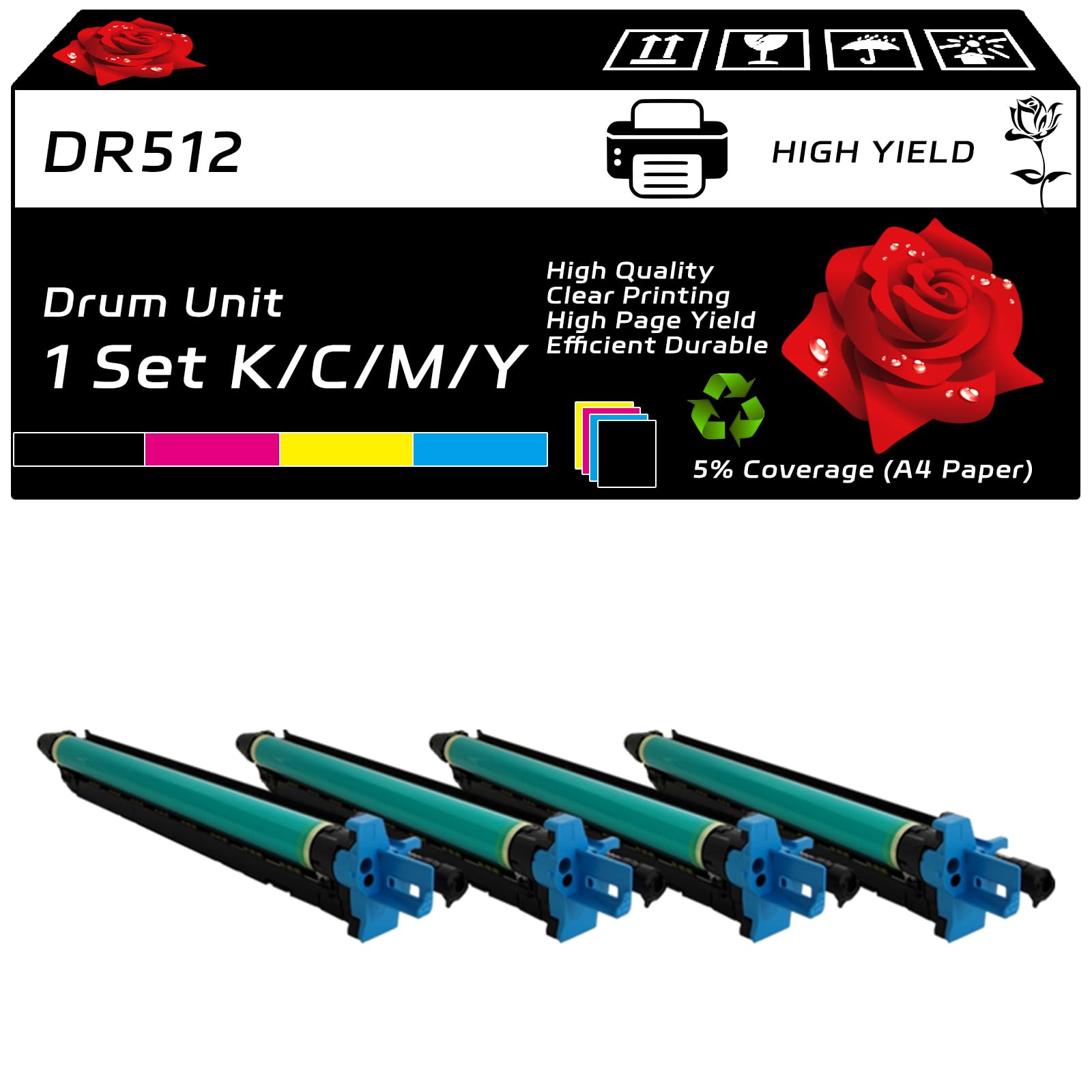 DR512 Drum Unit for Konica Minolta bizhub C224-C554 Printers - 130K Yield for Office Printing