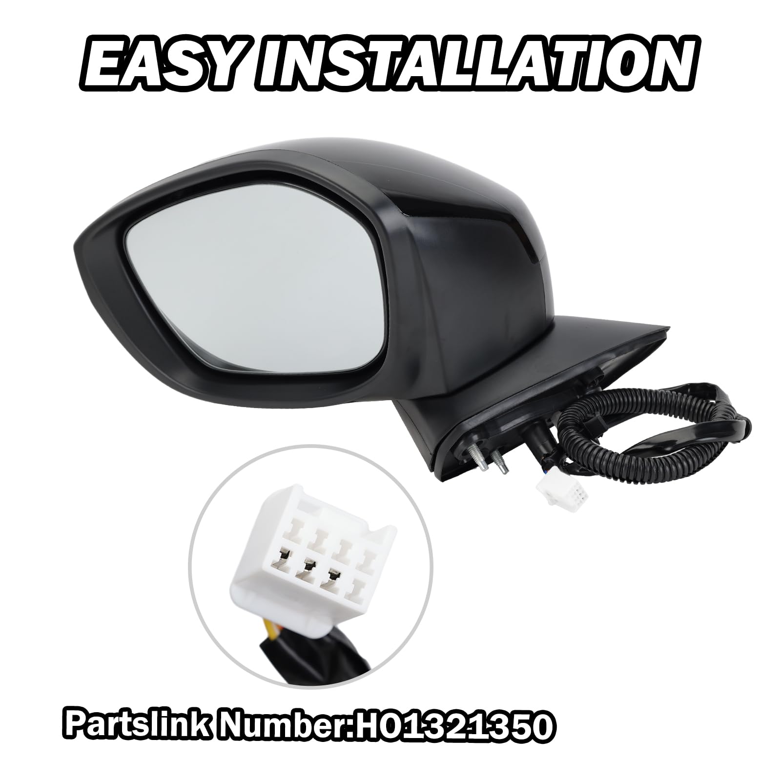 2022-2025 Honda Civic Sedan/Hatchback Left Driver Side Mirror - Power Glass, Manual Folding, Non-Heated Black Replacement (Fits HO1321350 & 76208T20A01) - Perfect for Parking & Lane Changes