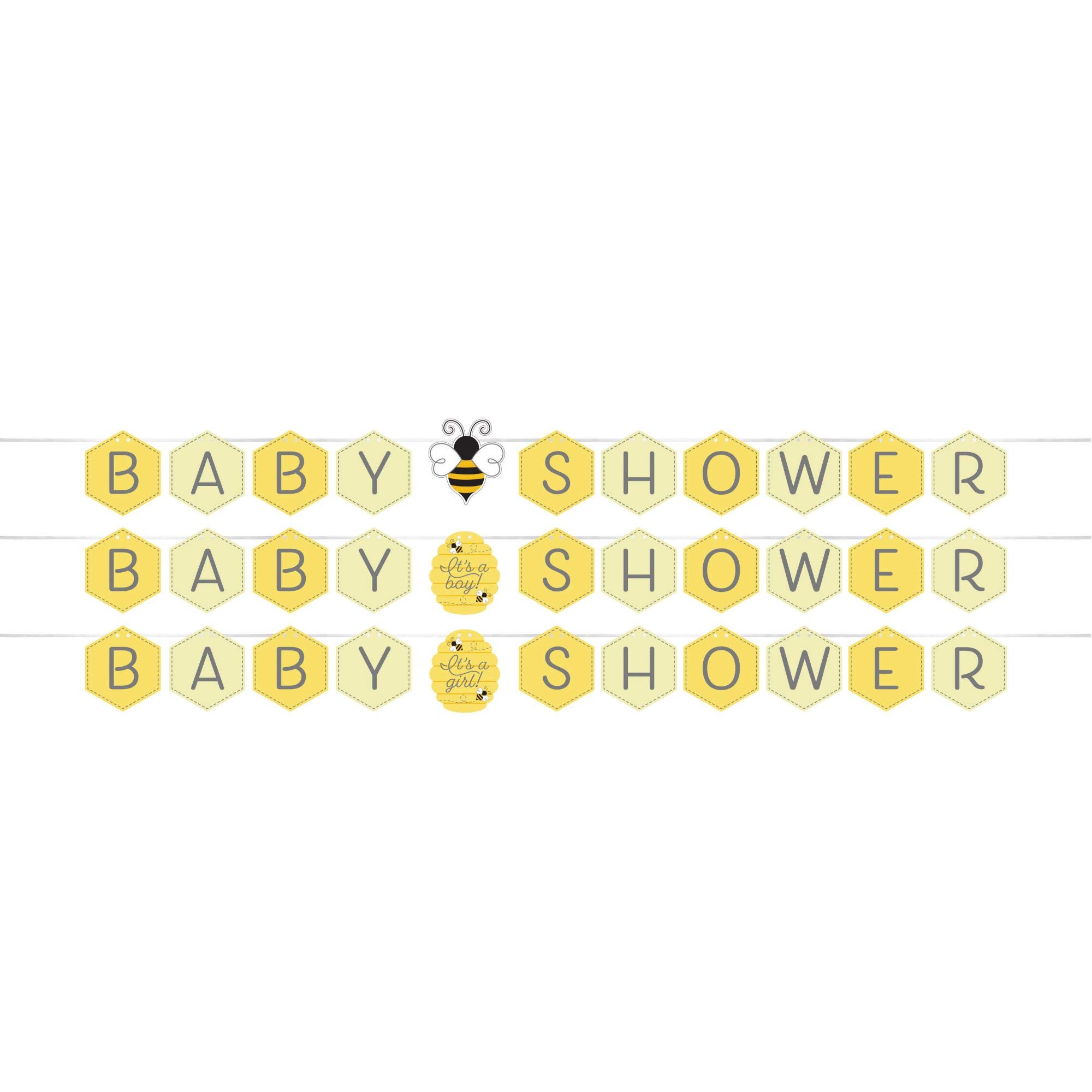 12-Pack Yellow & Black Bumblebee Baby Shower Banner Set - 66 Inch Gender Reveal Party Decorations for Nursery, Birthday Celebrations & Bee-Themed Events