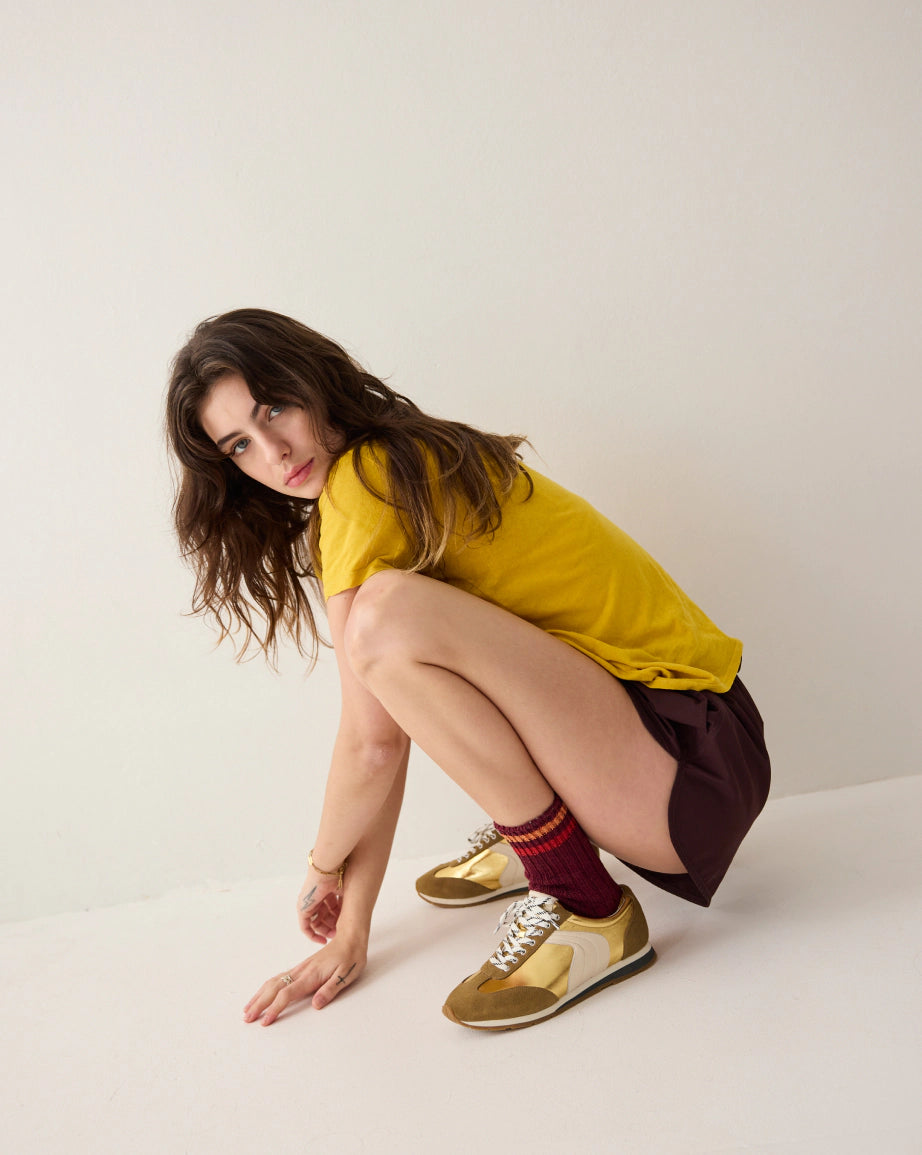 Ballet Core Sneakers for Women - Gold Crush Comfortable Walking Shoes | Elegant Dance-Inspired Casual Sneakers for Everyday Wear, Workout & Street Style