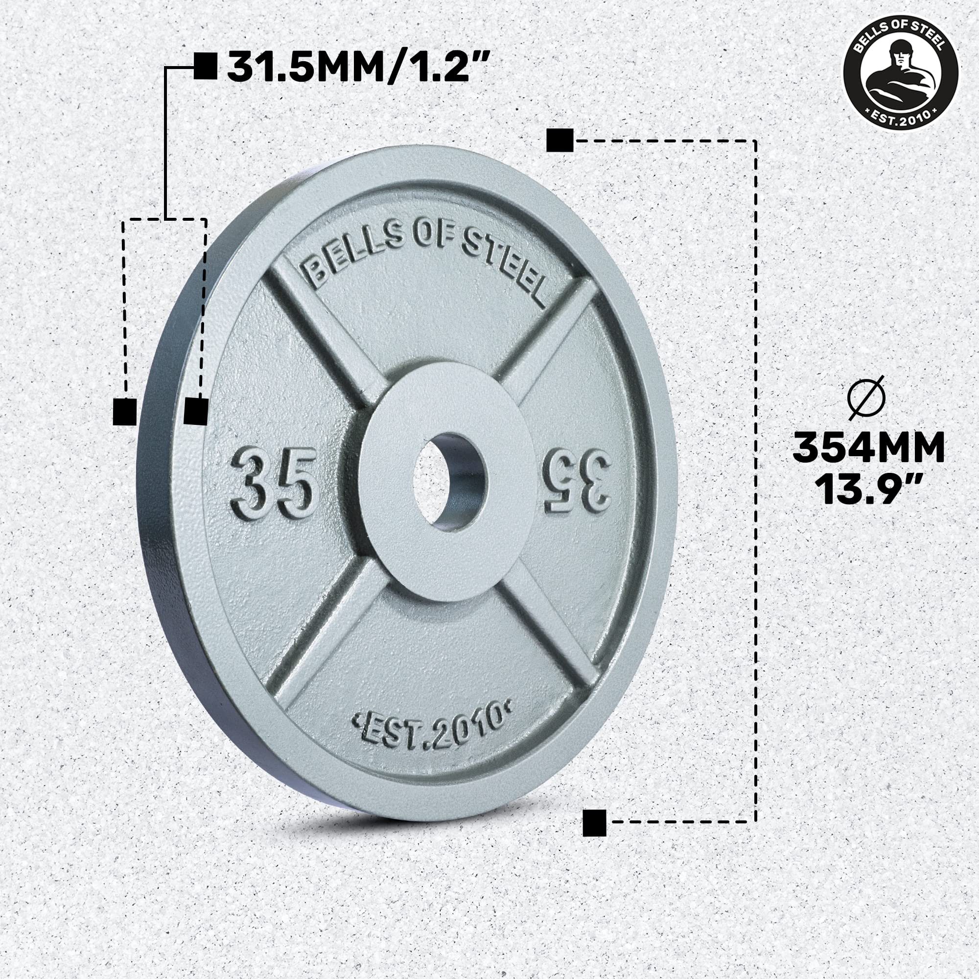 Bells of Steel Olympic Weight Plates - Cast Iron Machined Barbell Weights for Home & Commercial Gyms | Strength Training Equipment for Deadlifts, Squats, Bench Press & Shoulder Press | Perfect for CrossFit, Powerlifting & Functional Fitness Workouts