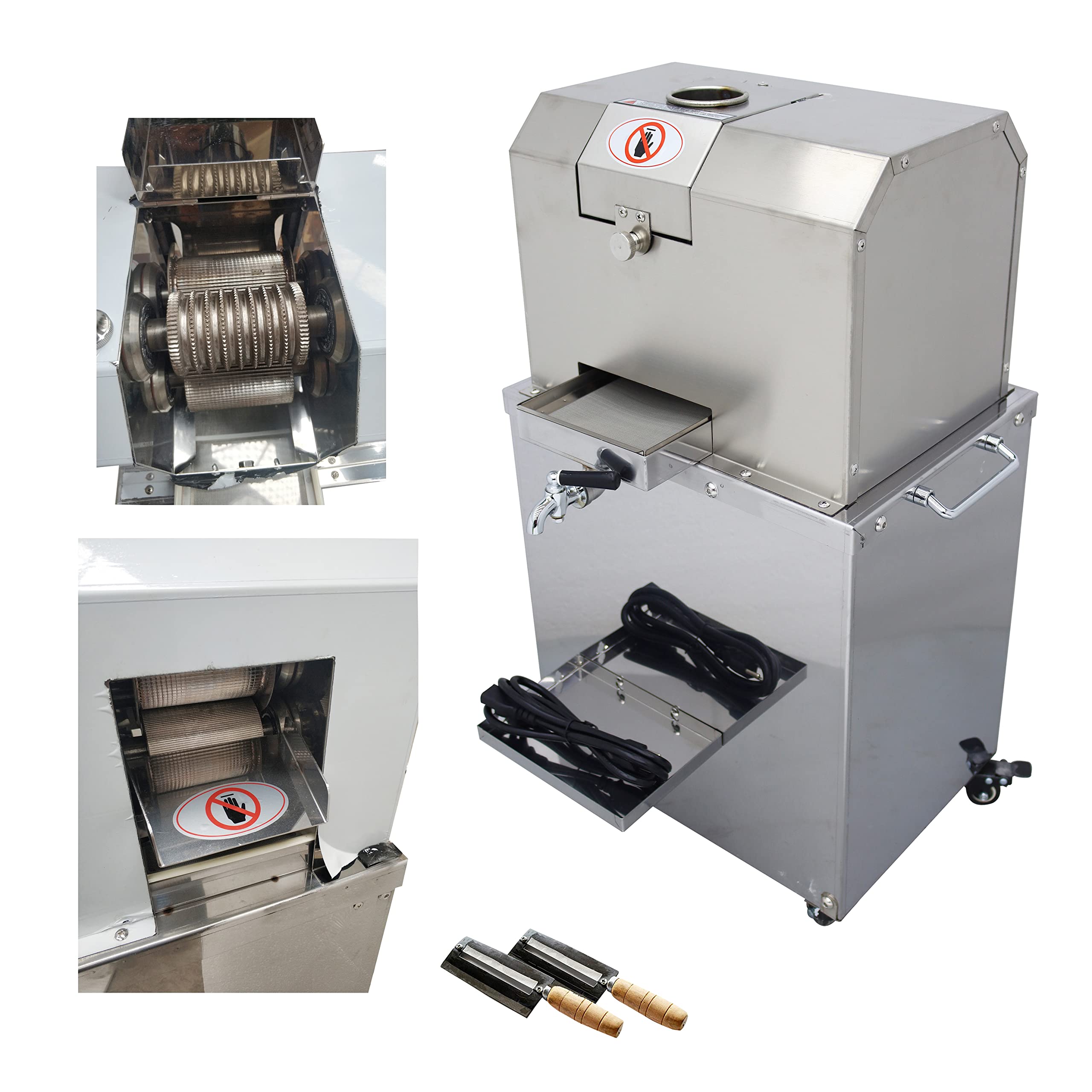 Commercial Electric Sugar Cane Juicer Machine - 4 Roll Stainless Steel Press for Fresh Juice Extraction | Perfect for Juice Bars, Restaurants & Home Use