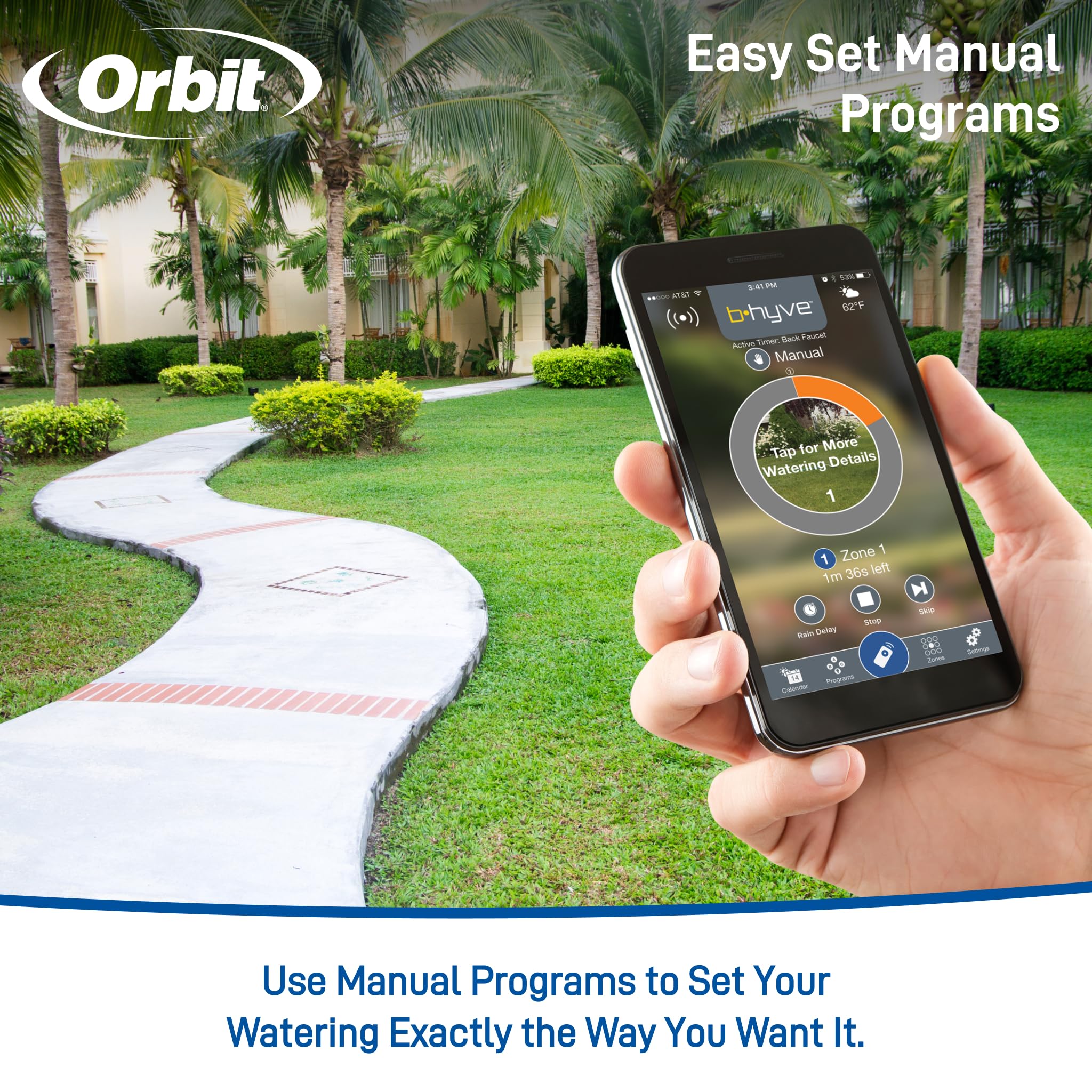 Orbit 90204Z B-hyve Gen 2 Smart Wi-Fi Hose Watering Timer with Hub - Automatic Sprinkler Controller for Lawn, Garden & Outdoor Plants