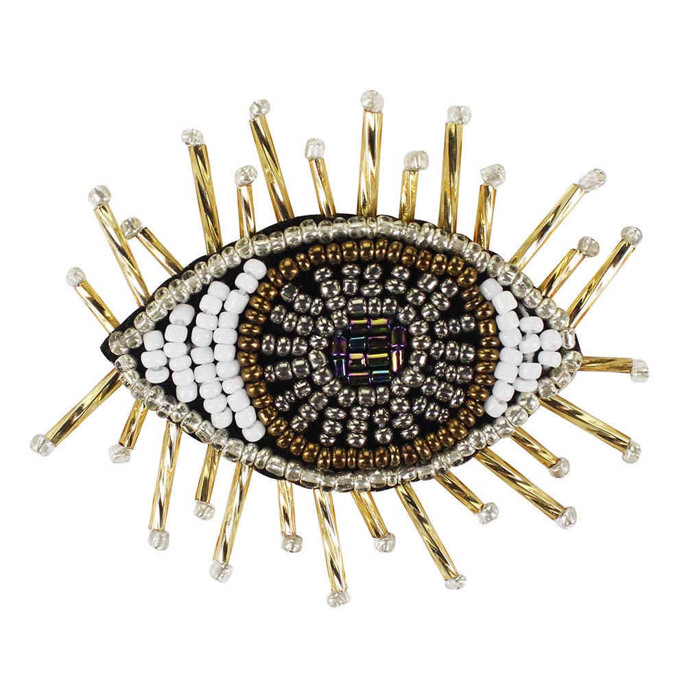 Handmade Beaded Eye Patches for DIY Sewing - Embroidered Applique for Clothes, Bags & Shoes (2-Piece Set) - Perfect for Costume Design, Fashion Upcycling and Unique Accessories