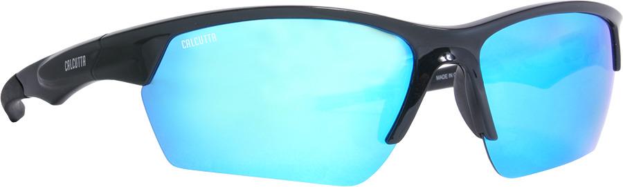 Calcutta First Strike Polarized Sunglasses - Shiny Black Frame with Blue Mirror Lens for Fishing, Driving & Outdoor Activities