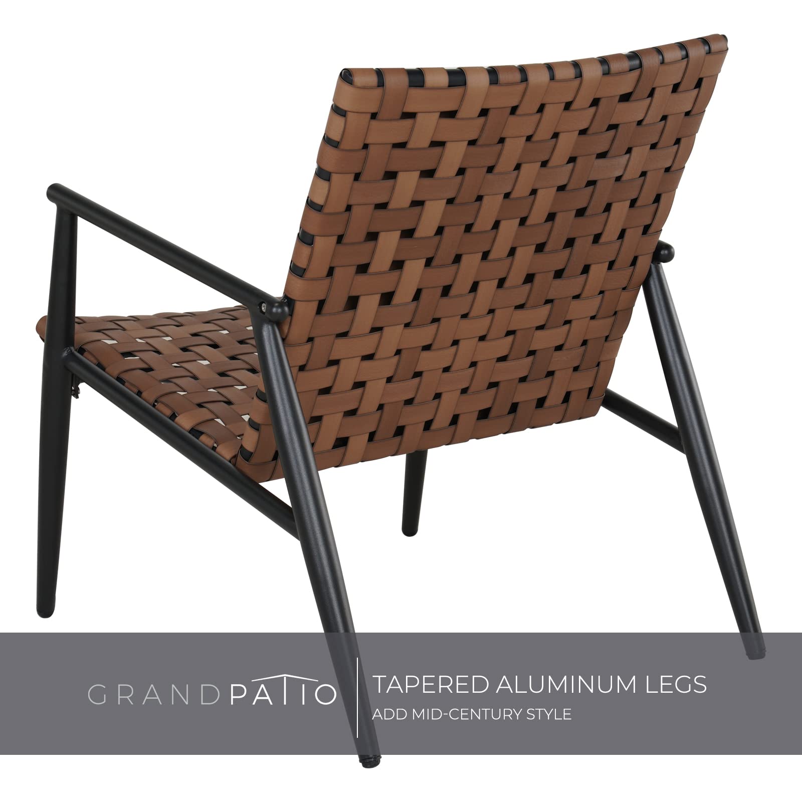 Premium Outdoor Patio Chairs Set of 2 - Weather-Resistant Leather-Look Wicker Chairs with Powder-Coated Aluminum Frame, Patio Bistro Set for Garden, Backyard, Balcony (Brown) - Perfect for Relaxing, Dining & Entertaining Outdoors