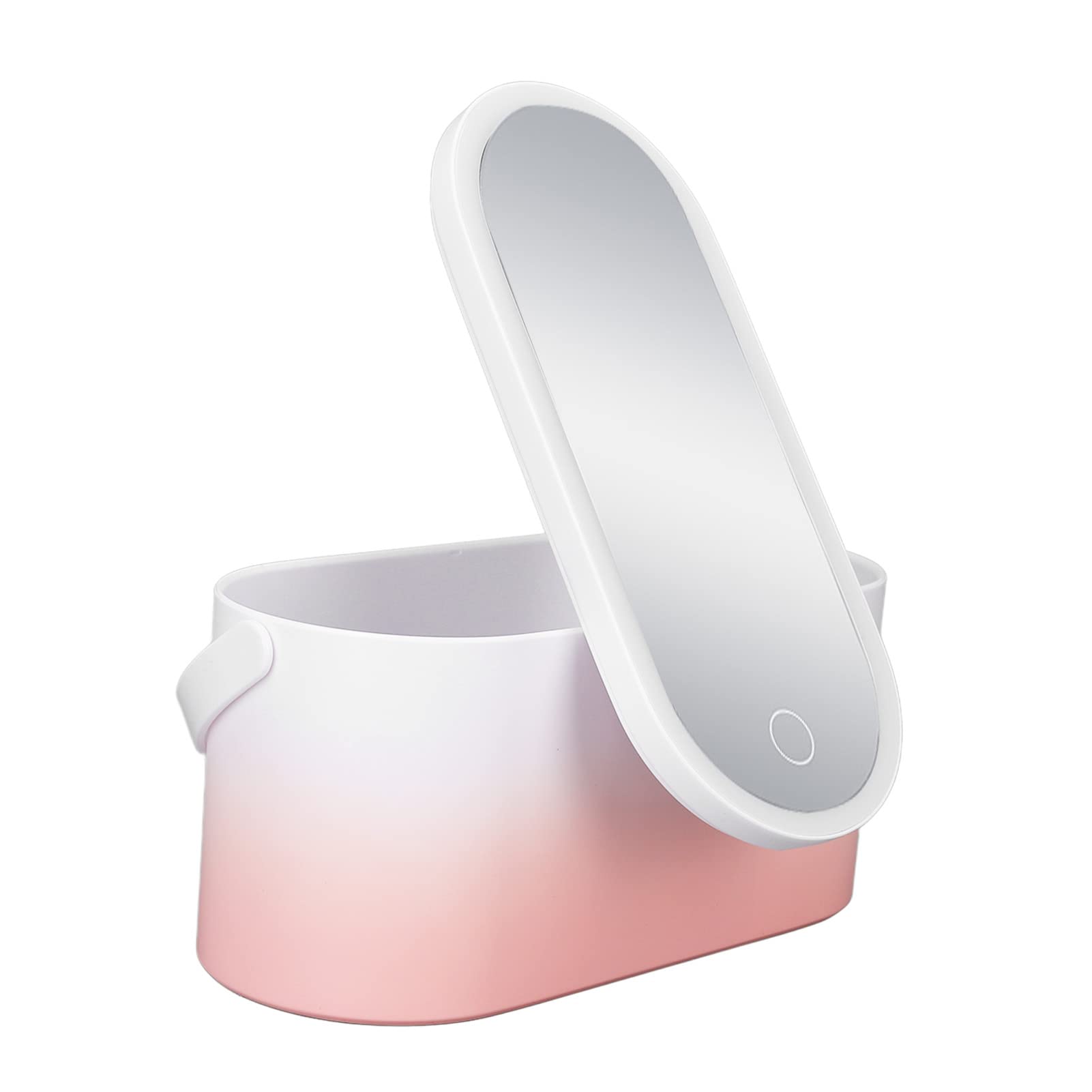 Pink Gradient Makeup Case with LED Light & Mirror - Large Capacity Portable Foldable Rotating Makeup Storage Box - Smart Charging for Home & Travel - Perfect for Professional Makeup Artists & Beauty Enthusiasts