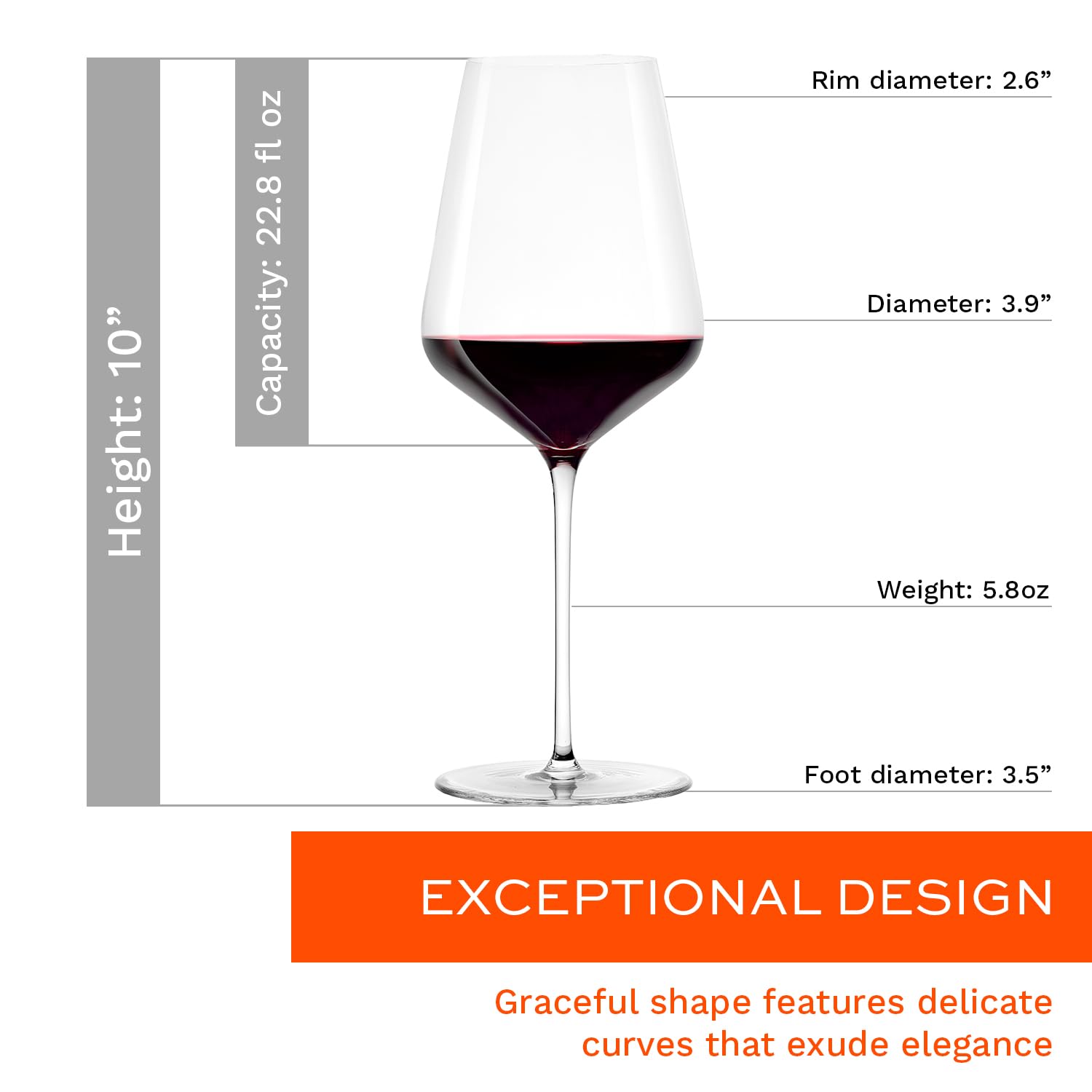 Premium Stölzle Lausitz Bordeaux Red Wine Glasses Set of 6 (STARlight) - 22.75oz Crystal Wine Glasses for Fine Dining & Entertaining - Dishwasher Safe, Shatter-Resistant Stemware - Elegant Glassware for Parties, Weddings & Home Decor