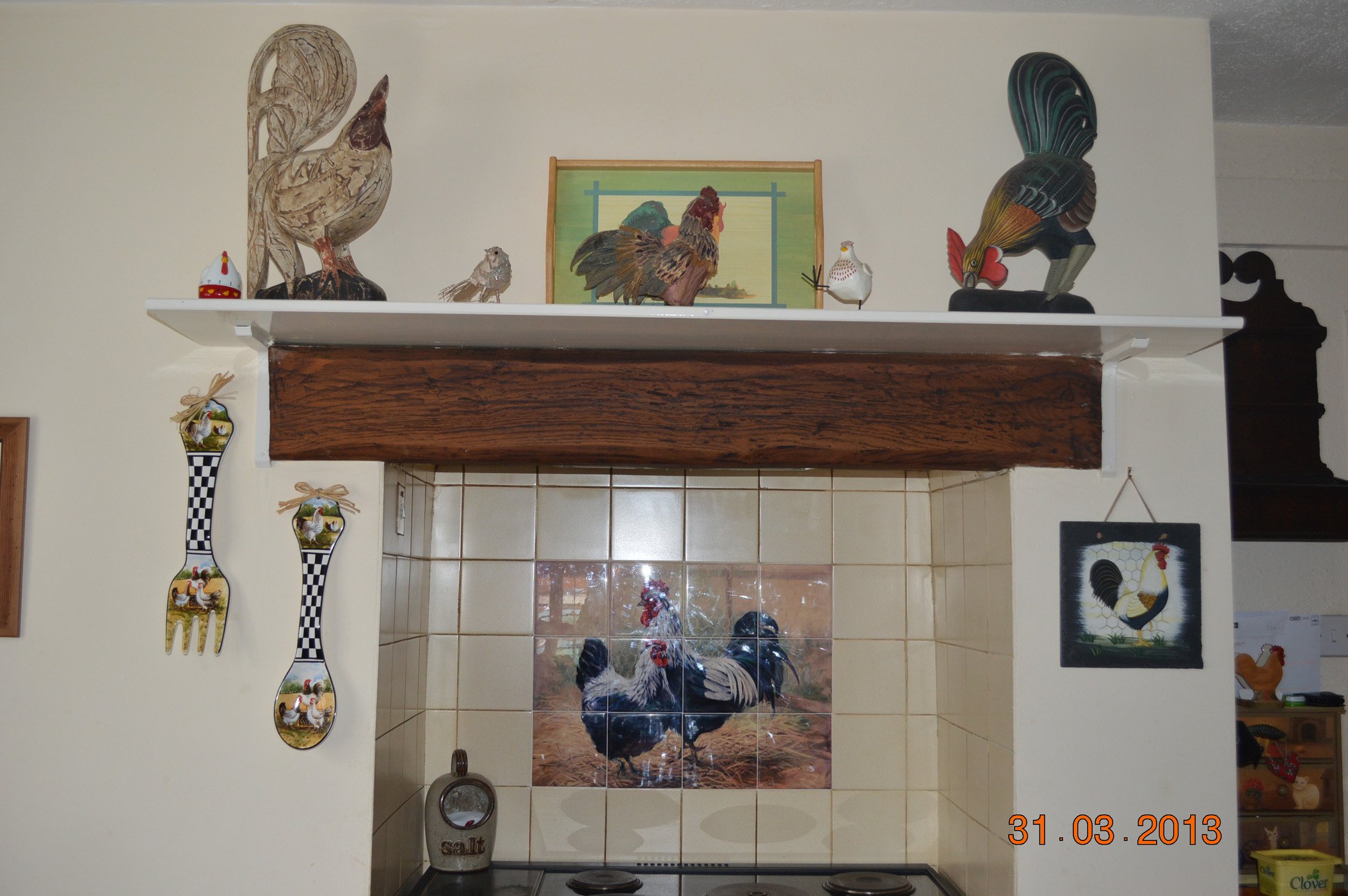 Hand-Painted Ceramic Backsplash Tile Mural - Black Rooster and Hen Design by Laurie Snow Hein for Kitchen & Bathroom Decor - Perfect for Farmhouse, Country Style, and Rustic Home Interiors