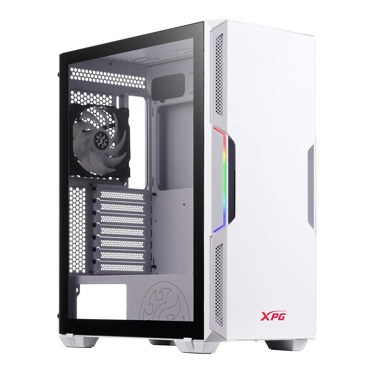 XPG STARKER Compact Mid-Tower ATX Gaming PC Case with RGB Lighting, High Airflow Design & Tempered Glass Side Panel (STARKER-WHCWW) - Perfect for Gaming Rigs, Workstations, and Custom PC Builds