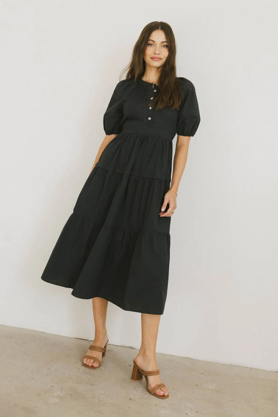 Leandra Navy Blue Midi Dress for Women - Elegant & Comfortable Summer Dress for Casual Outings, Parties & Office Wear