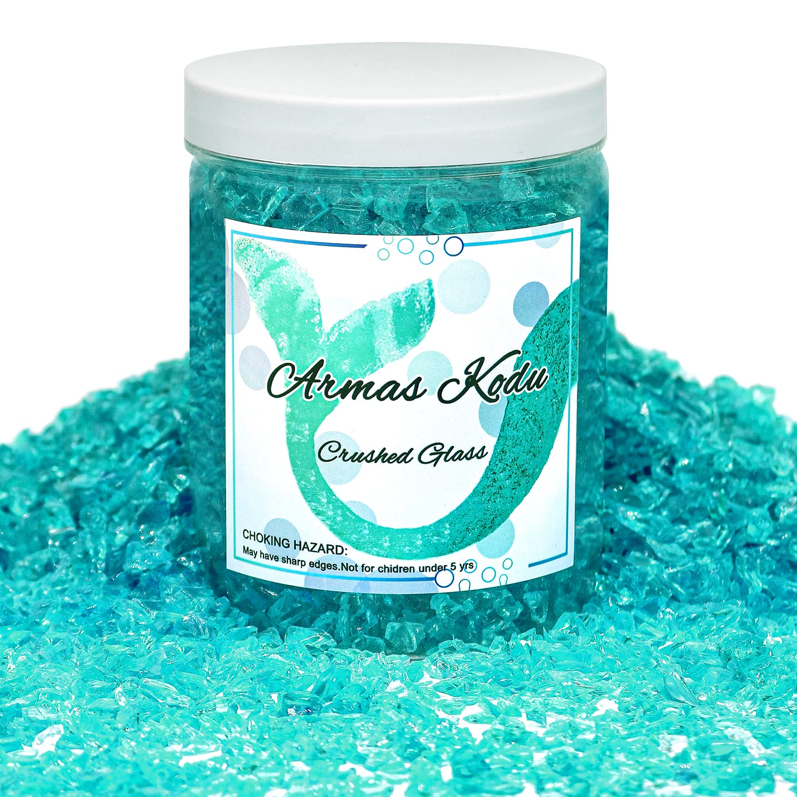 Crushed Glass for Resin Art & DIY Crafts - 3-6mm Turquoise Glass Pieces, Vase Filler, Home Decor (1.5lb) - Perfect for Epoxy Projects, Jewelry Making & Wedding Centerpieces