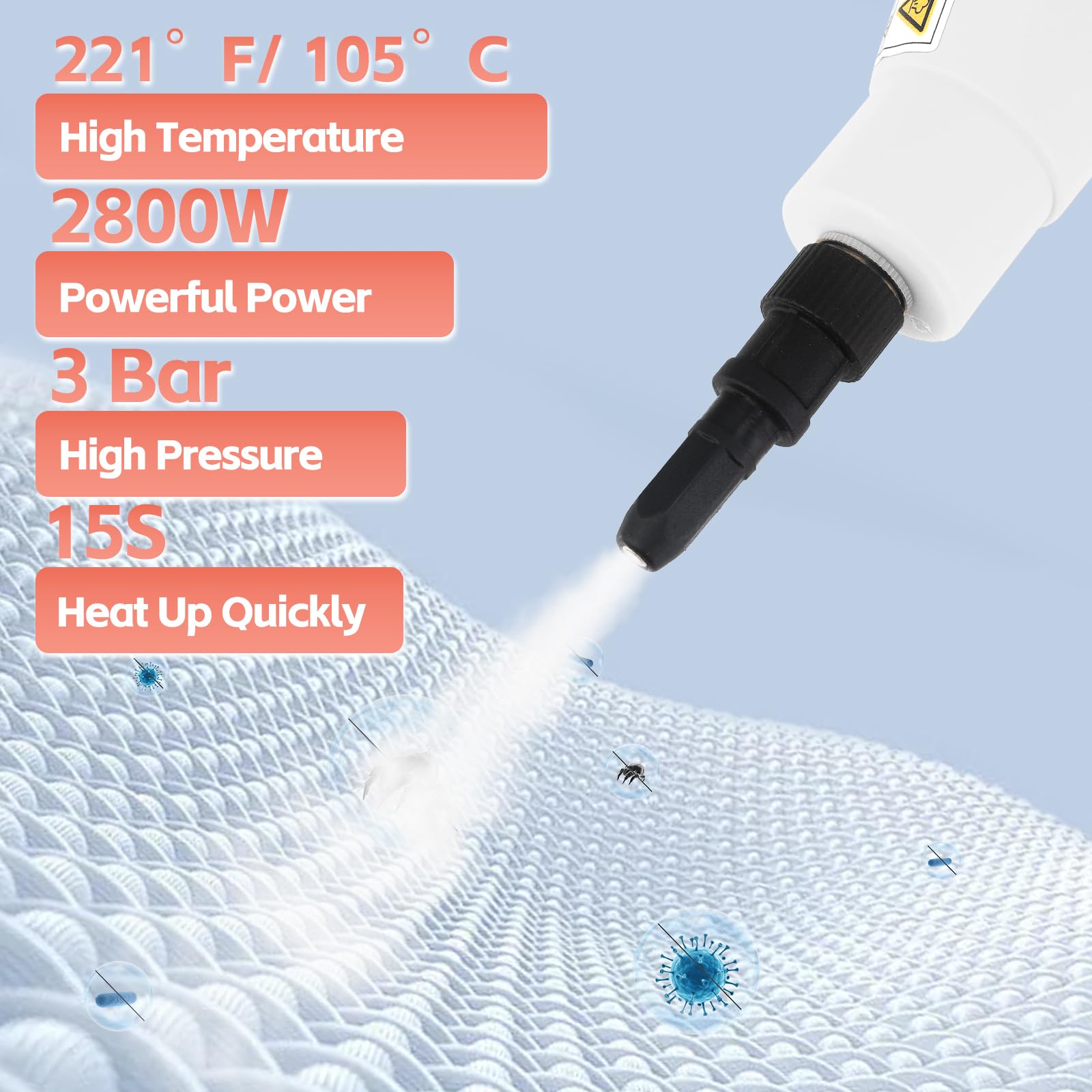 Handheld Steamshot Cleaner with Smart Touch Screen - 1100ML High Pressure Steamer for Home, Car & Kitchen Cleaning | Portable Steam Cleaner for Bathroom, Shower & Household Surfaces | Perfect for Deep Cleaning Grout, Tiles, Upholstery & Hard-to-Reach Areas