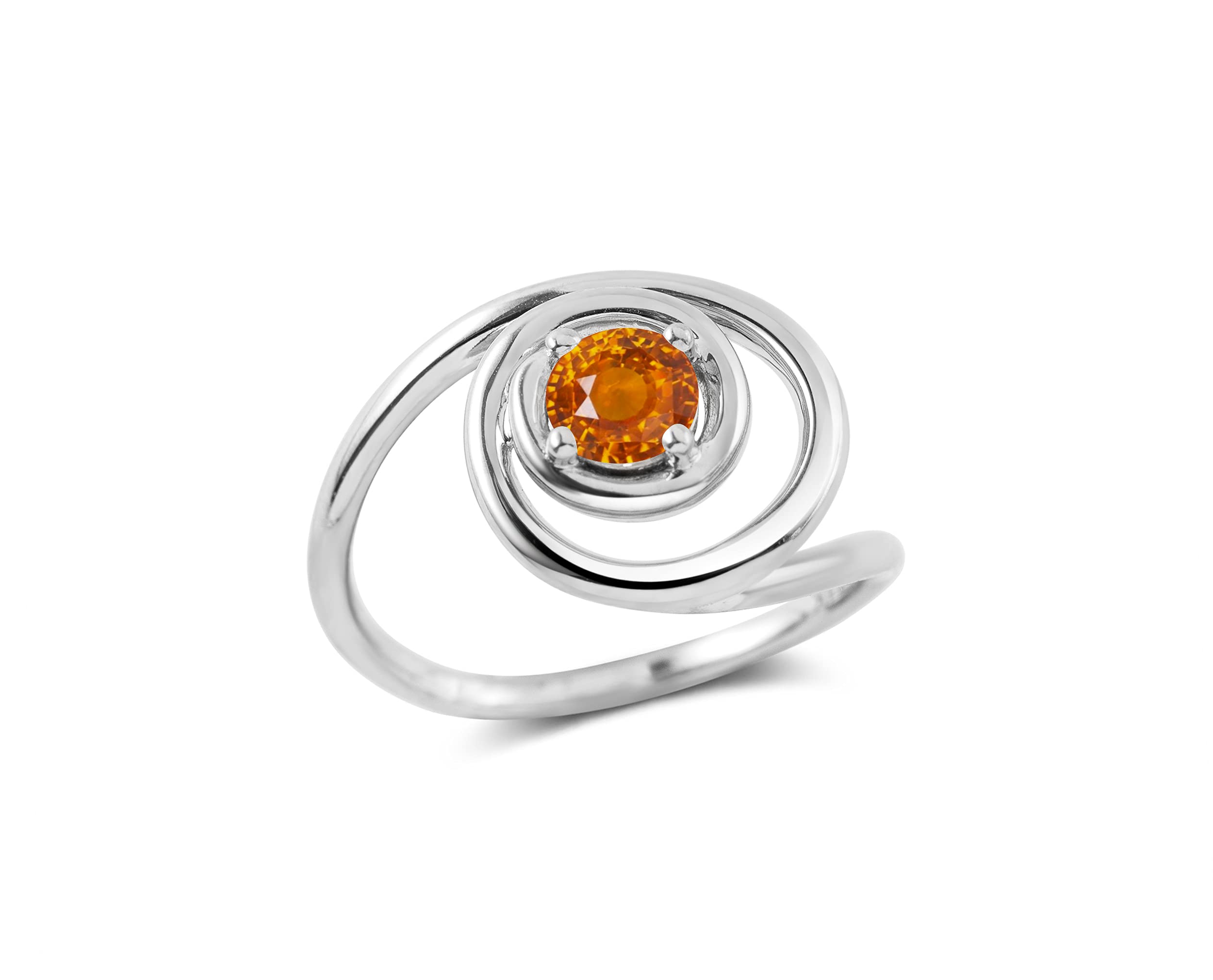 Spessartite Garnet Alternative Engagement Ring for Women - Minimalist White Gold Wedding Band - Unique Orange Garnet Jewelry for Everyday Wear & Special Occasions