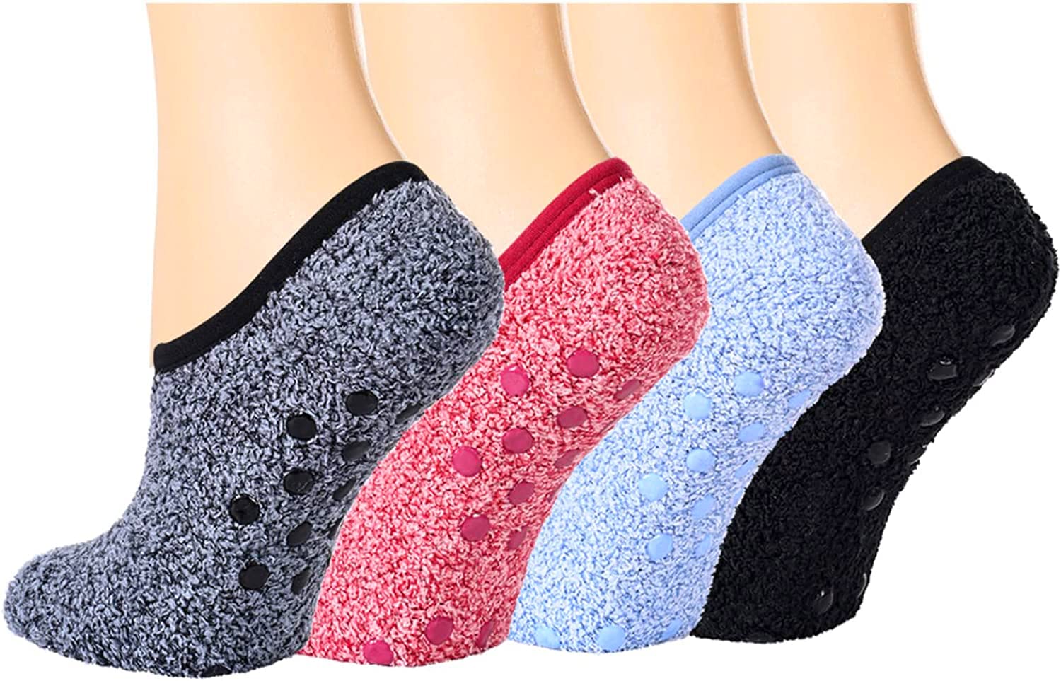 Zmart Fuzzy Anti-Slip Socks for Women & Girls - Non-Slip Gripper Slipper Socks for Indoor & Home Wear - Cozy Winter House Socks with Traction