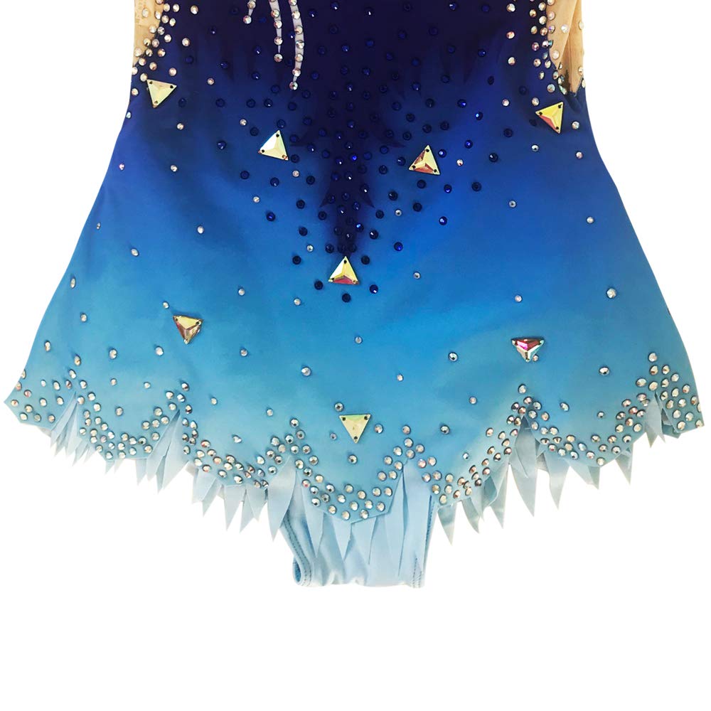 LIUHUO RG Leotard Blue Crystal Gymnastics Dress for Girls - Competition & Dance