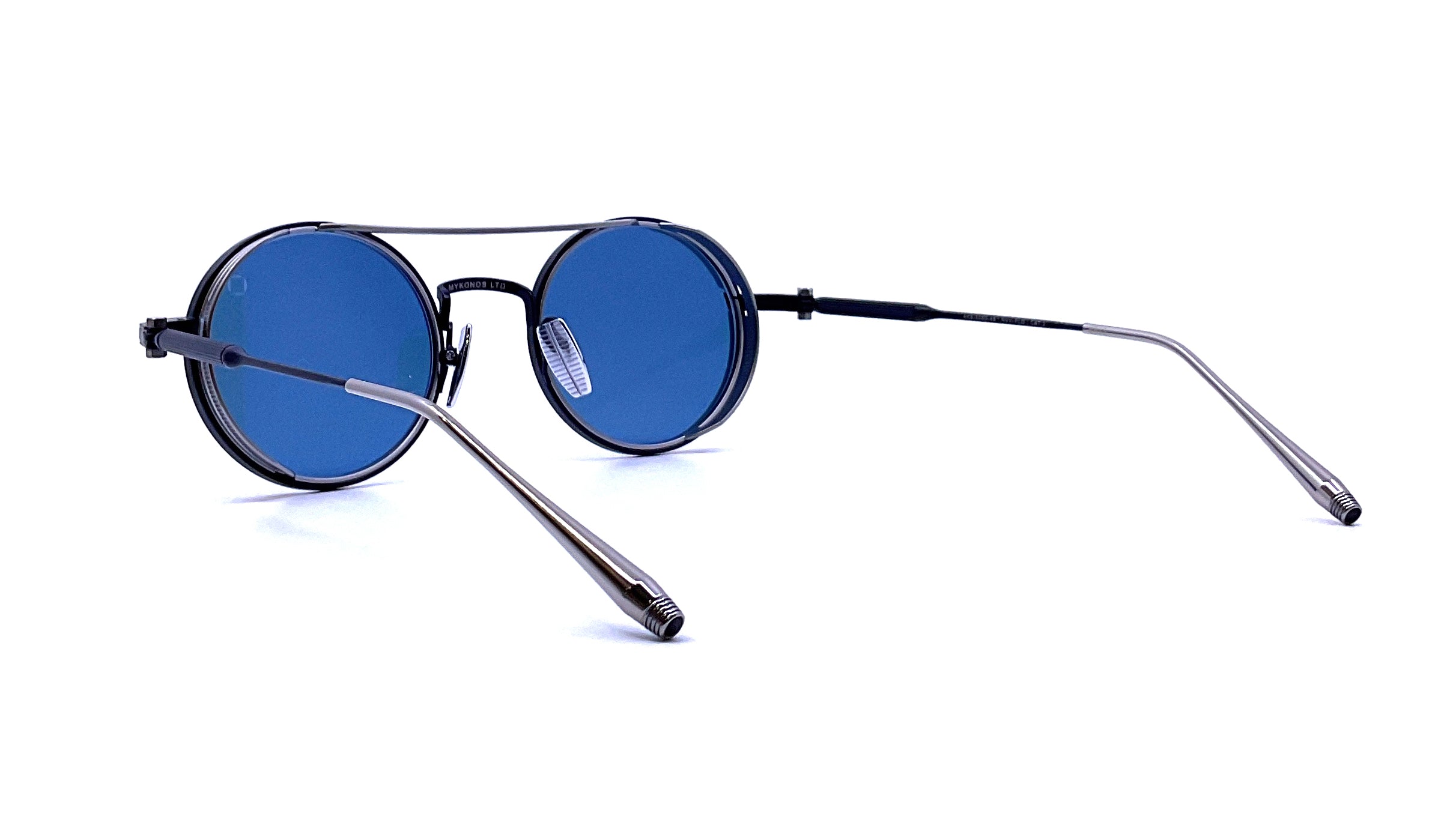 Akoni Eris Mykonos LTD Edition Matte Navy Blue/Black Palladium Sunglasses - Luxury UV Protection for Beach, Travel & Outdoor Activities
