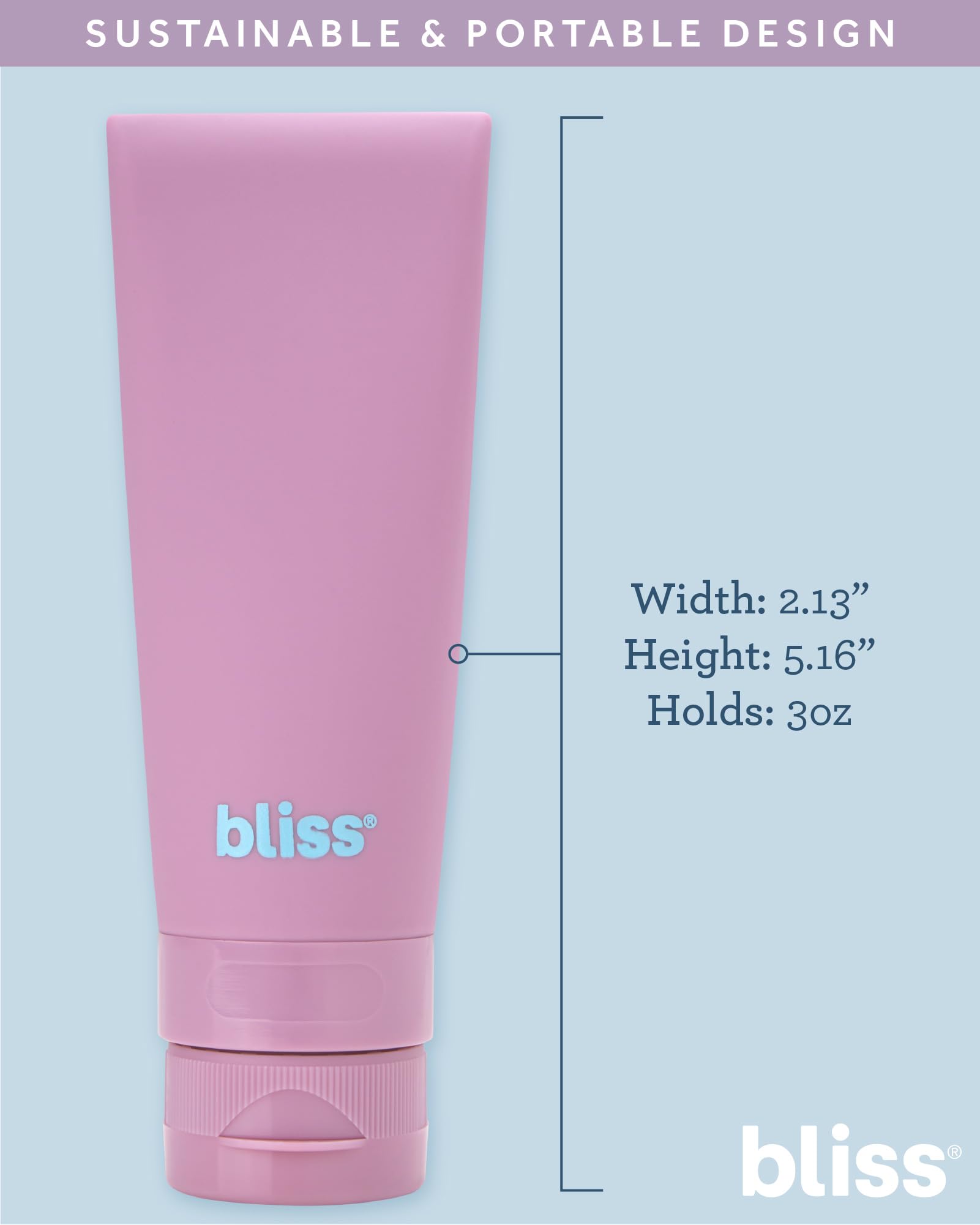 Bliss Silicone Travel Bottles 4 Pack - Leakproof Refillable TSA Approved Toiletry Containers for Shampoo, Conditioner & Body Wash | Portable Mini Squeeze Bottles for Vacation, Gym, Camping & Air Travel Essentials