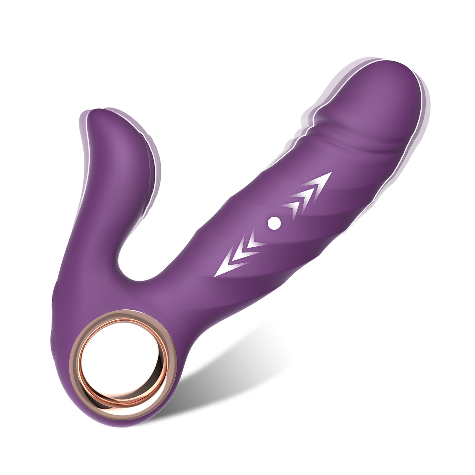 Powerful Dual Motor Thrusting Dildo Vibrator - 10 Vibration Modes & 5 Thrusting Speeds for Women's Pleasure, Wearable G-Spot Stimulator with Remote Control - Perfect for Couples Play, Solo Exploration and Spicing Up Your Bedroom (Purple)