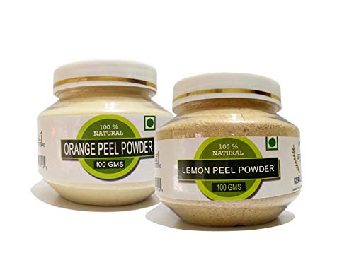 Organic Lemon & Orange Peel Powder for Skin Care - 200g (100g Each) | RAINTECH HERBALS Citrus limonum & Citrus aurantium | Brightening Face Mask, Natural Exfoliator & DIY Beauty Recipes