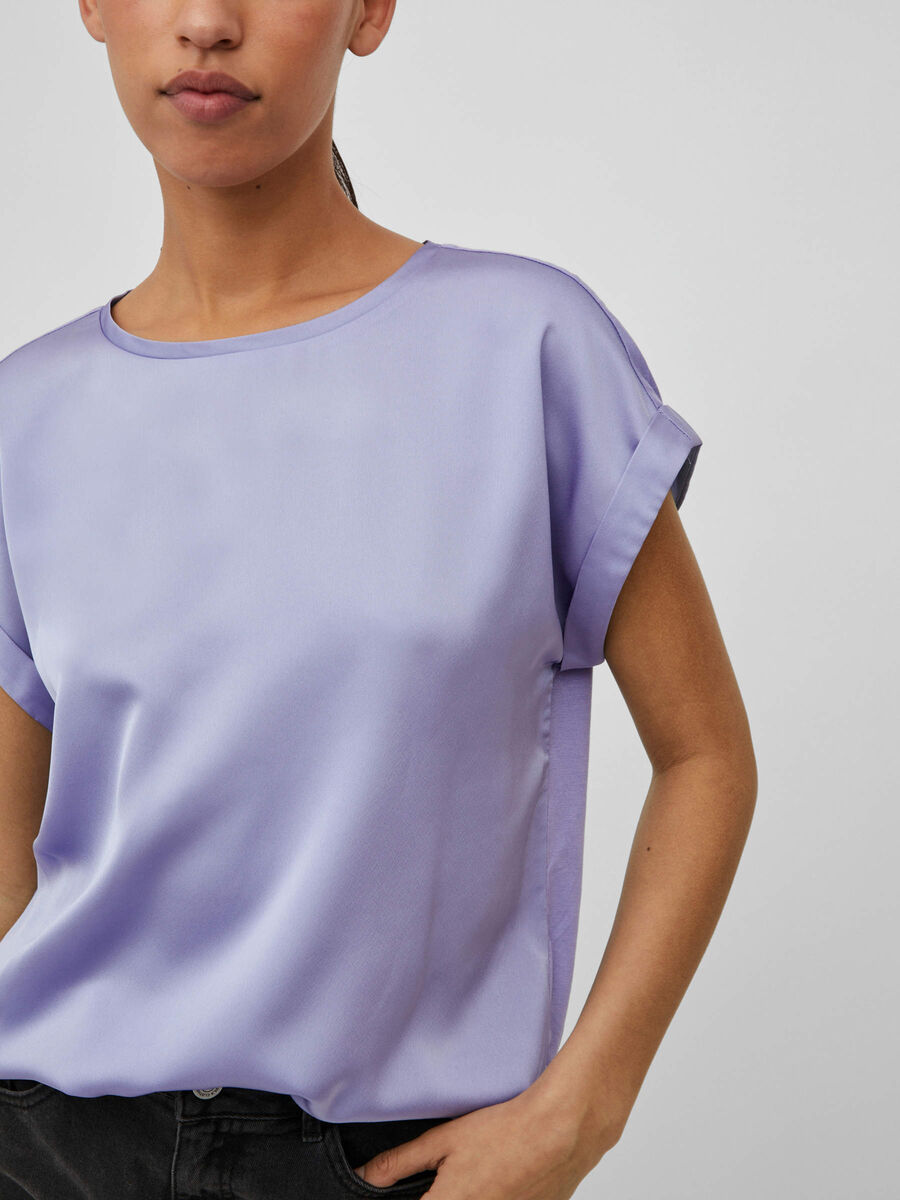 ELLE Women's Satin Blouse in Lavender - Elegant Long Sleeve Shirt for Work, Party & Special Occasions